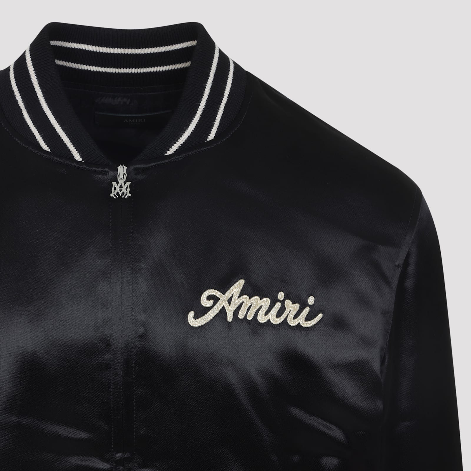 Amiri Bomber Jacket With Ribbed Cuffs And Hem In Black