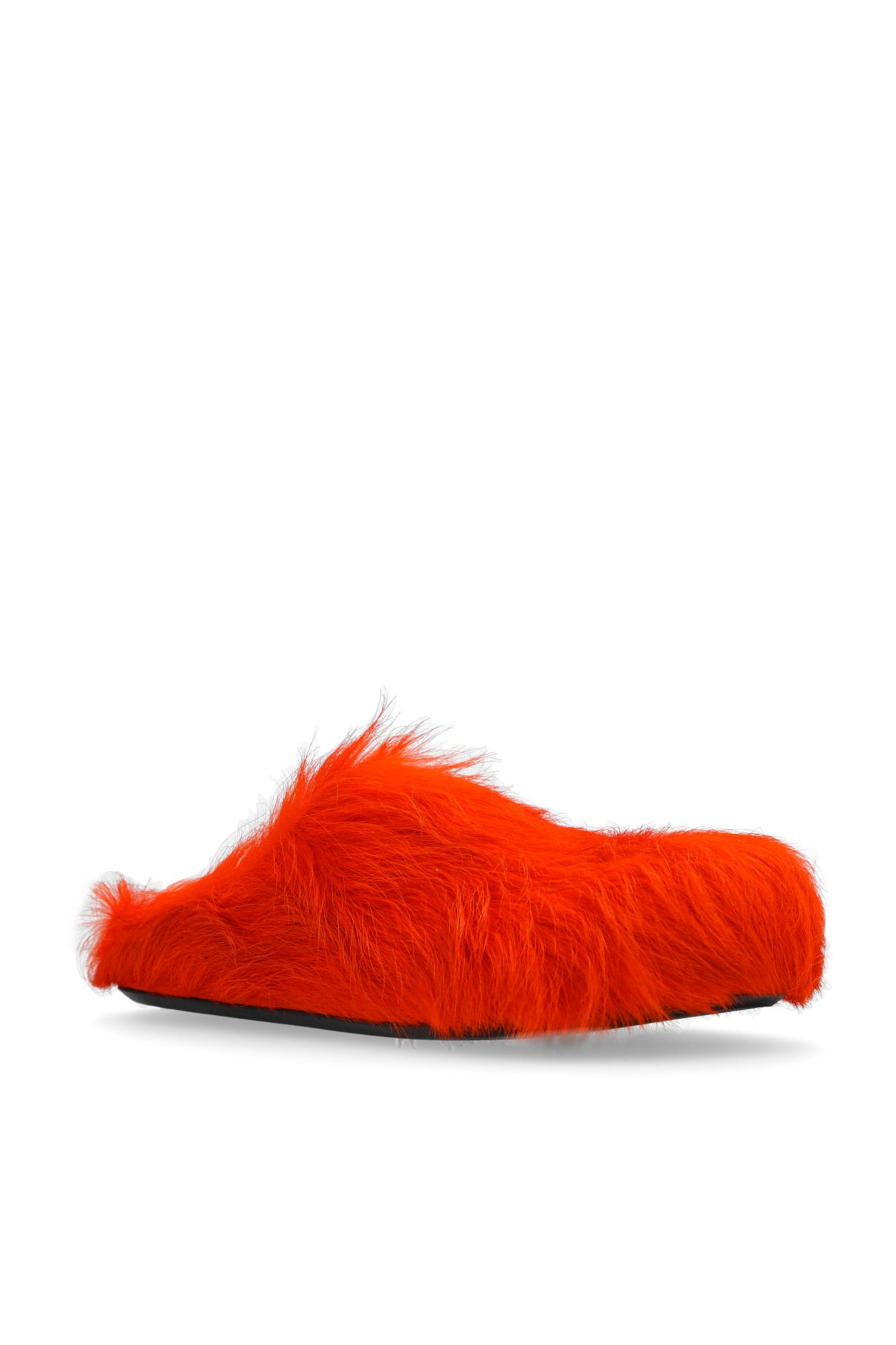 Marni Orange Long Hair Calfskin Fussbett Sabot In Orange