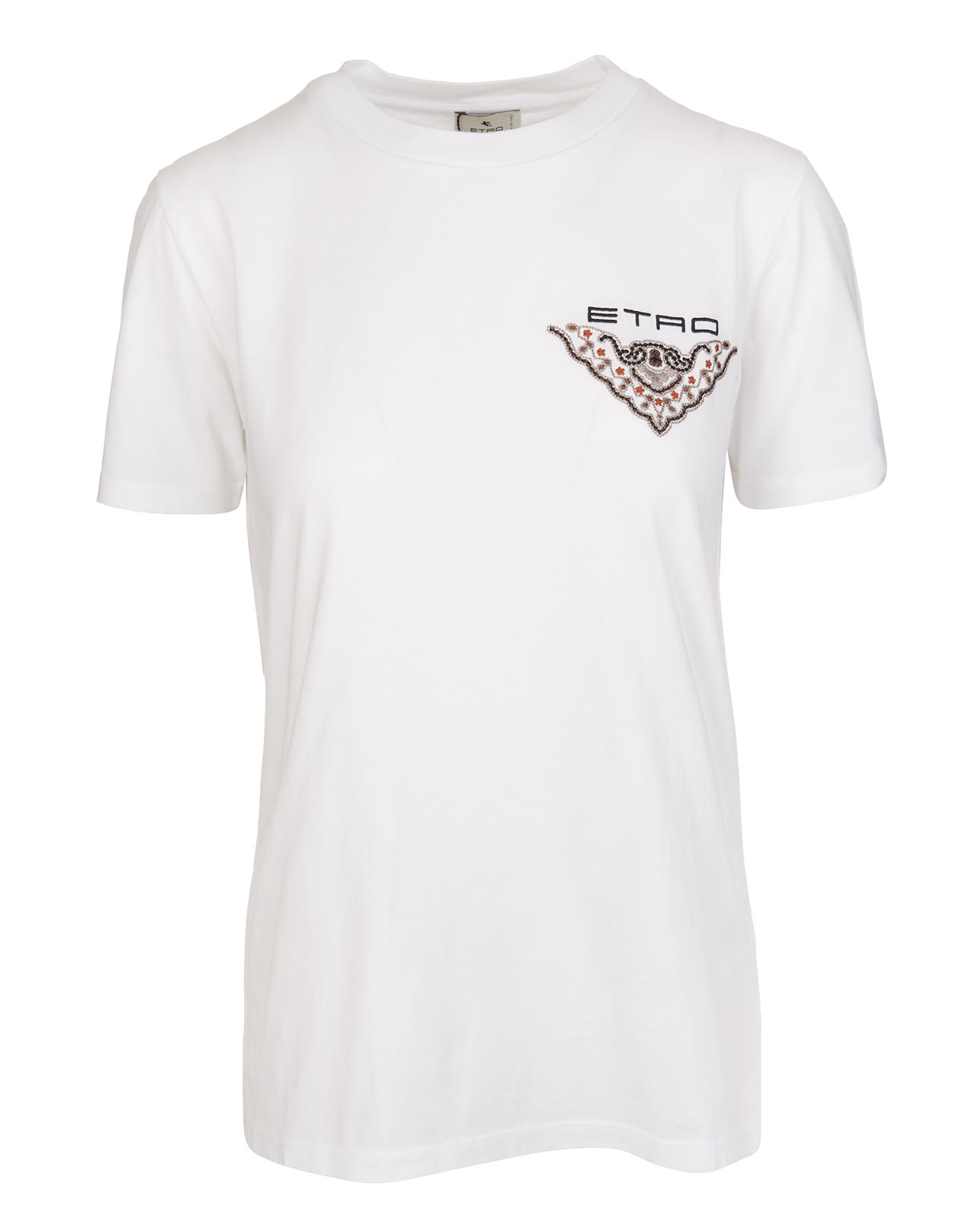 Etro Woman White T-shirt With Logo And Embroidery
