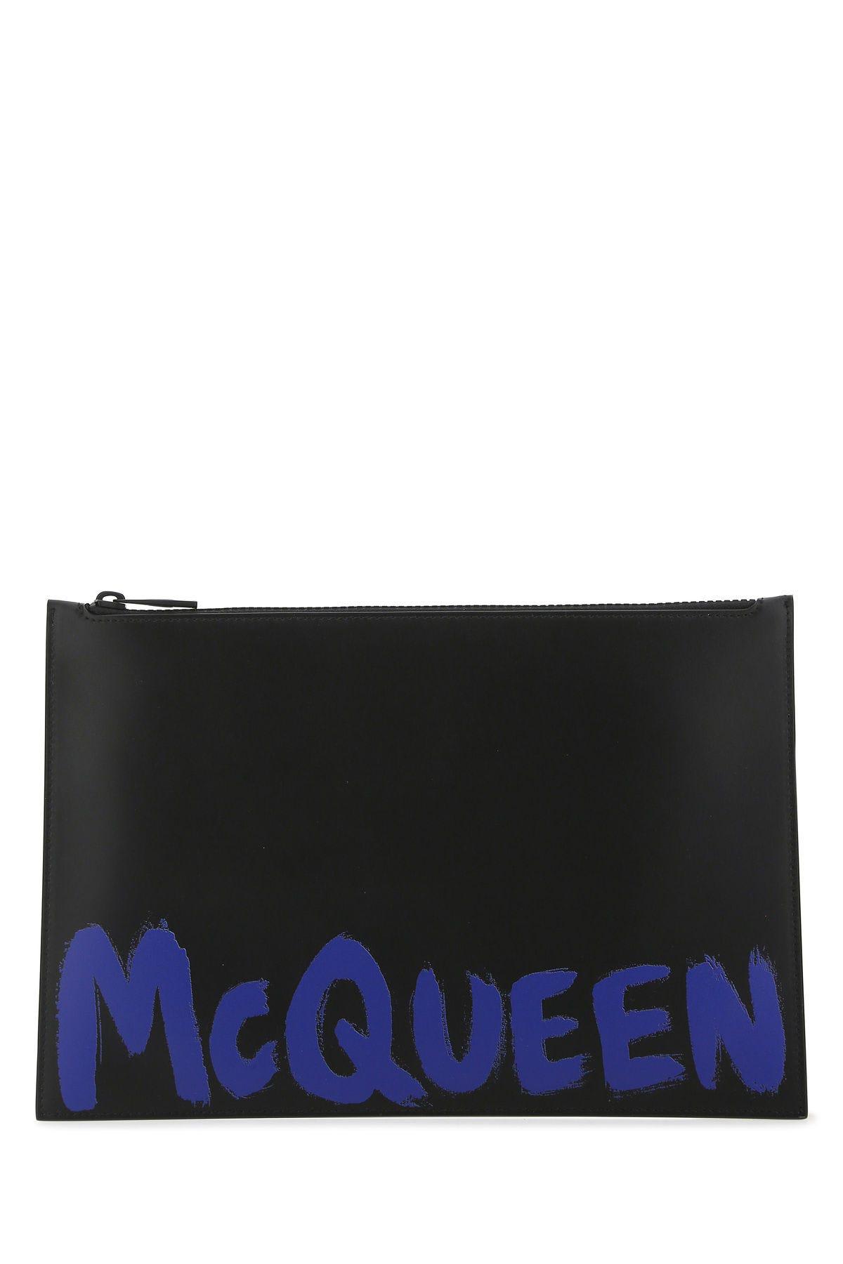 Alexander McQueen Black Leather Clutch