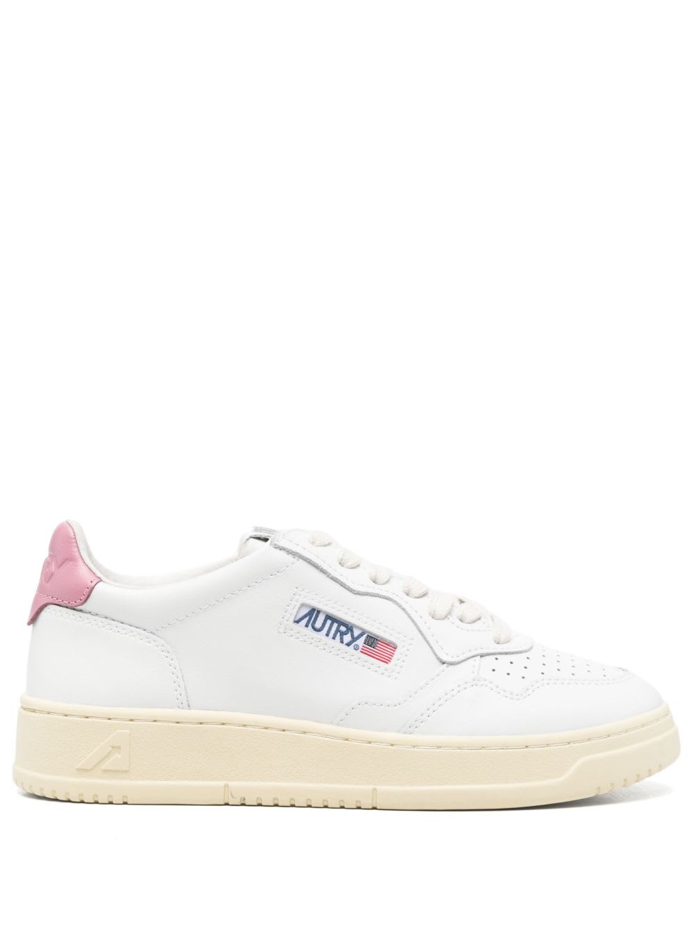 Autry Leather Upper Sneakers With Perforated Detailing In White