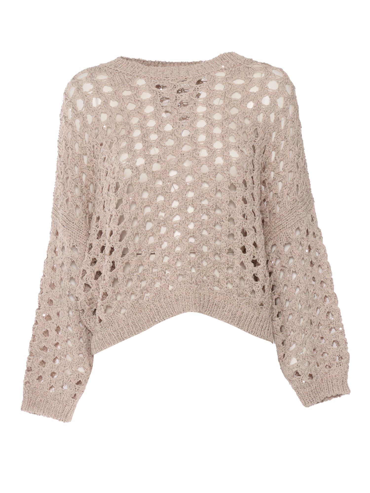 Antonelli Open Knit Sweater In Beige