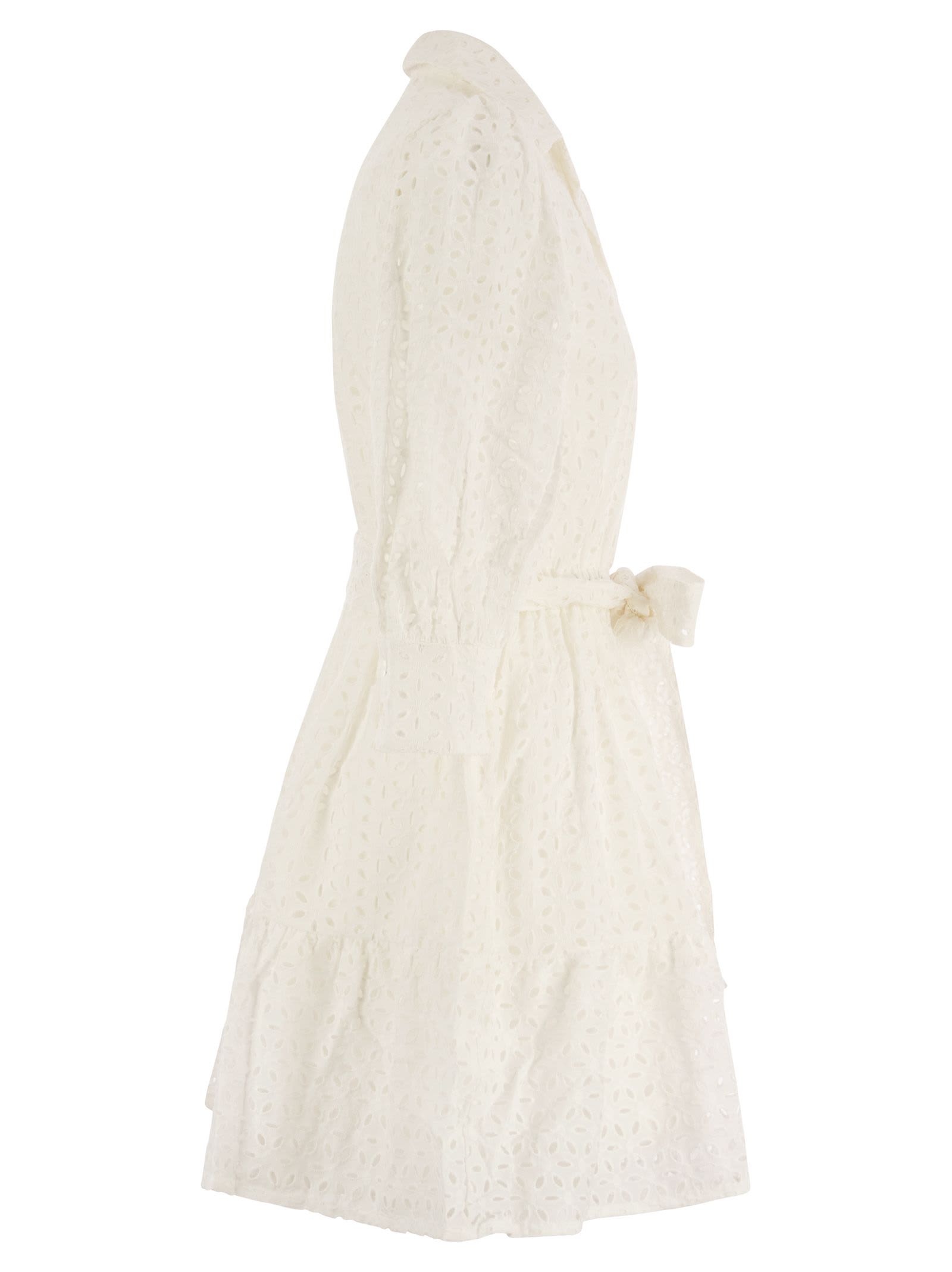 Shop Mc2 Saint Barth Short Cotton Dress With Embroidery In White