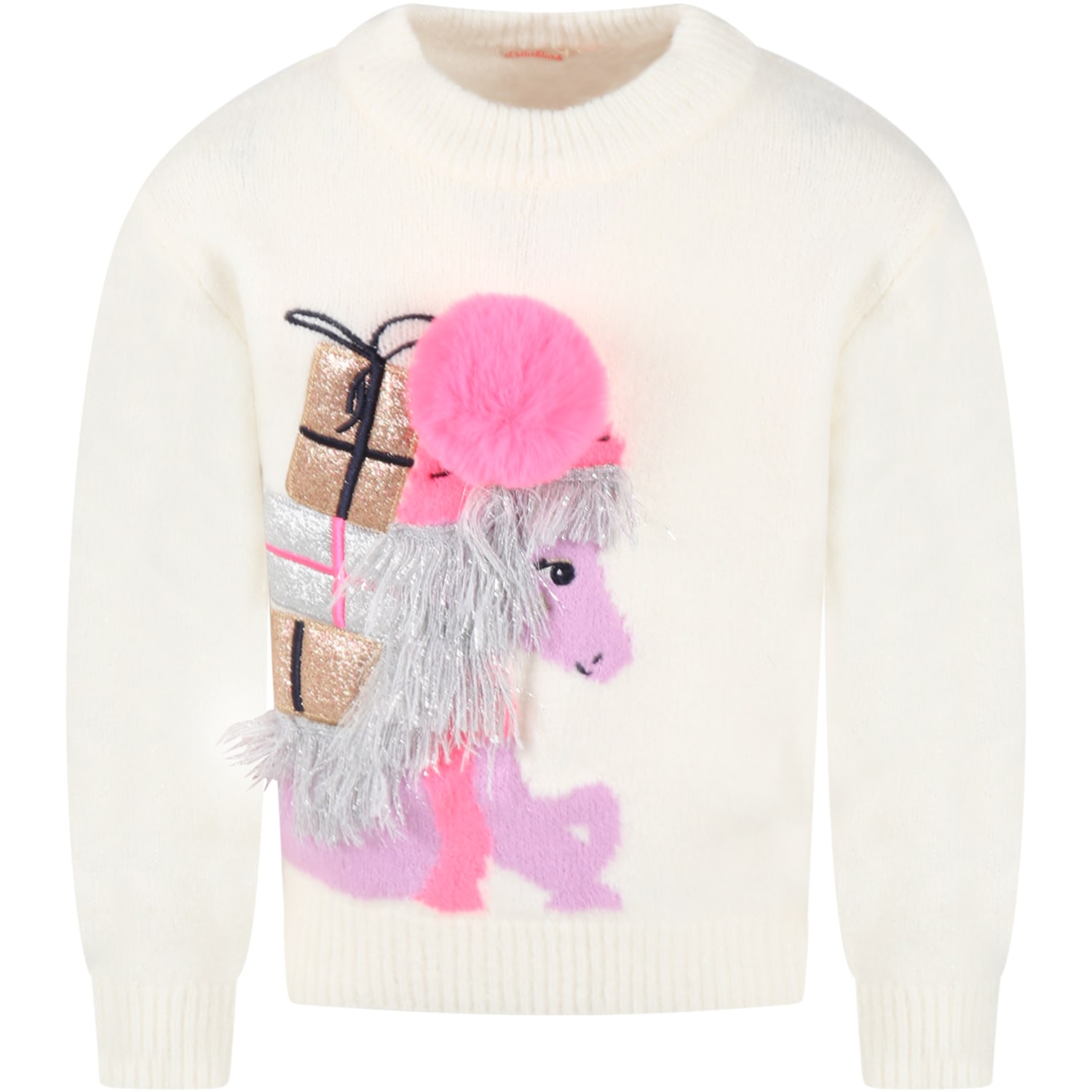 Billieblush Ivory Sweater For Girl With Horse