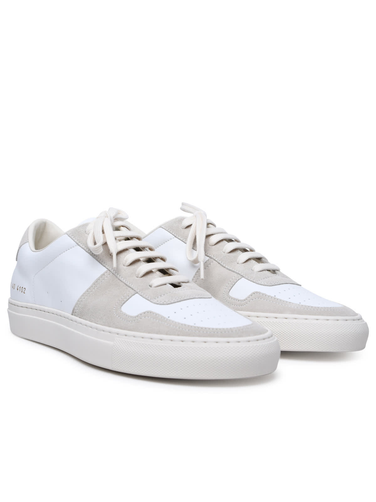 Shop Common Projects Bball Duo White Leather Sneakers