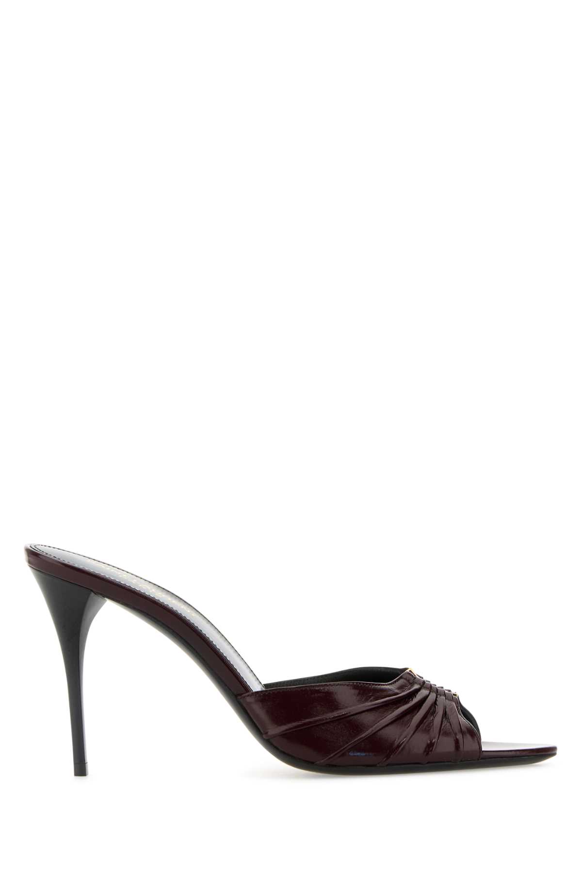 Saint Laurent Babylone Embellished Gathered Glossed-leather Mules