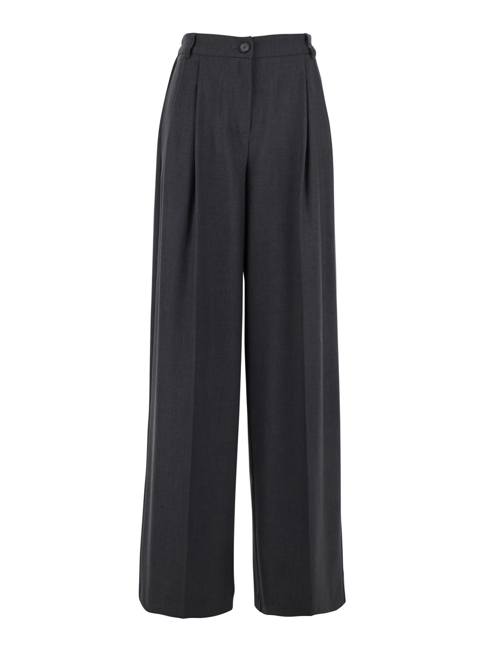 Twinset Grey Palazzo Pants With Logo Plaque On The Rear And Pences In Viscose Blend Stretch Woman In Gray