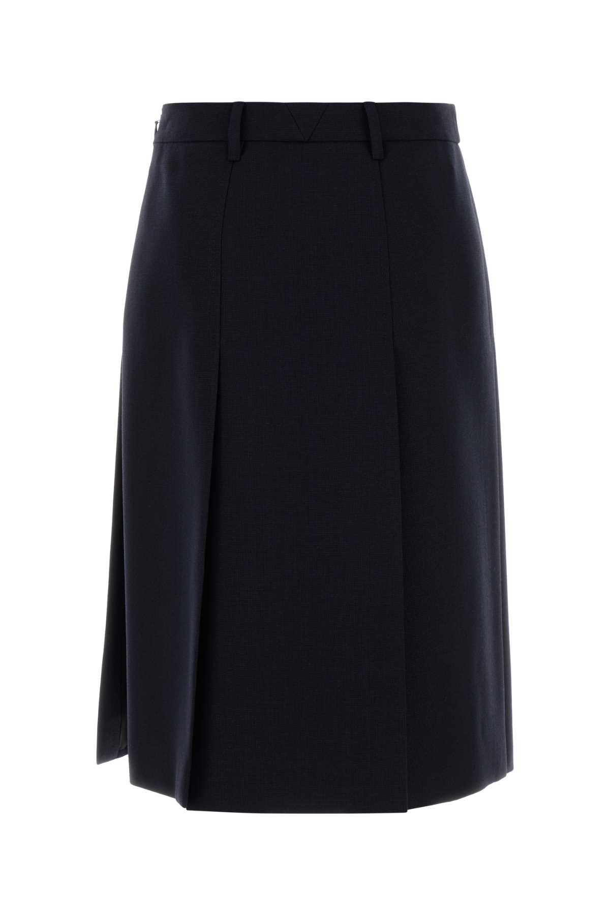 Prada Dark Blu Wool Skirt In Black