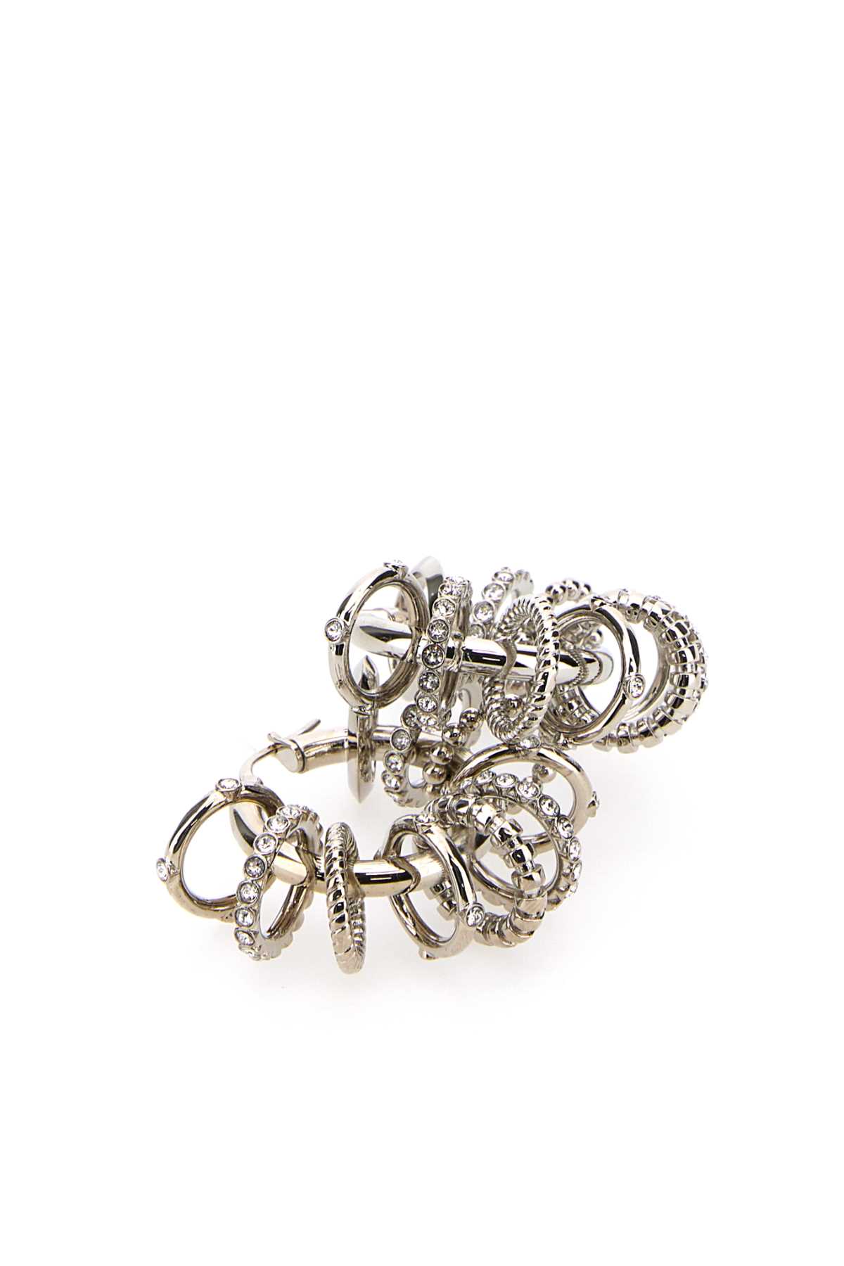 Amina Muaddi Silver Metal Multi Ring Earrings In Whicrysiba