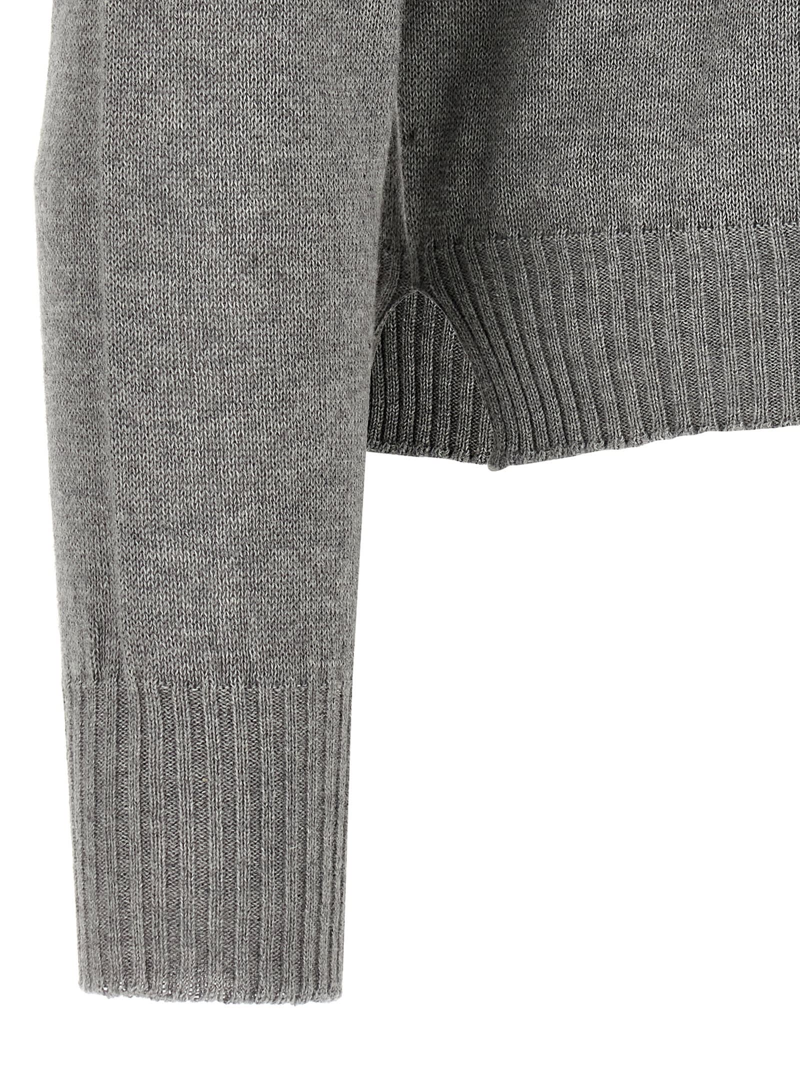Ma'ry'ya Cashmere Blend Wool Sweater With Ribbed Details In Gray