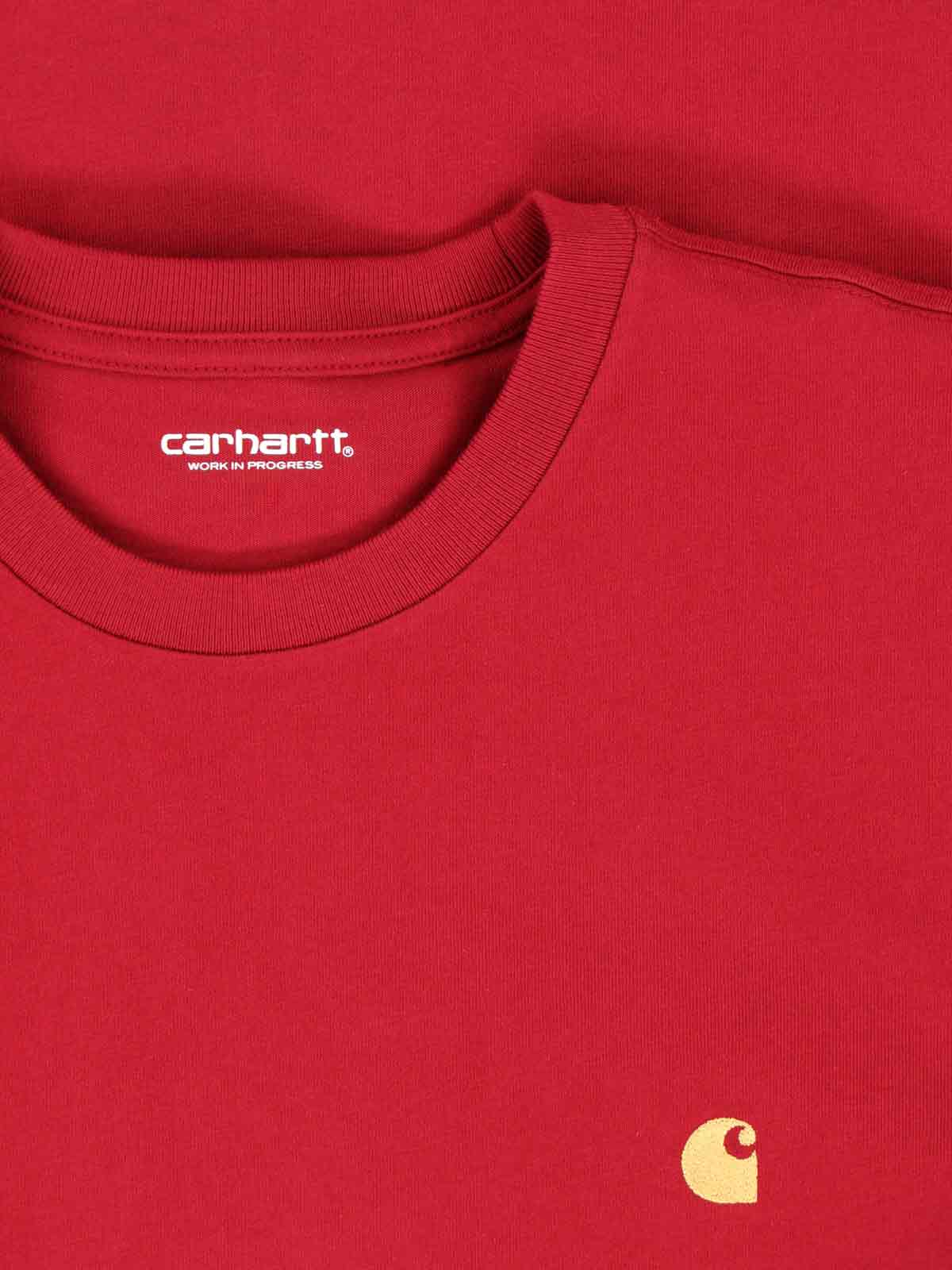 Carhartt Red Crew-neck Cotton T-shirt In Red