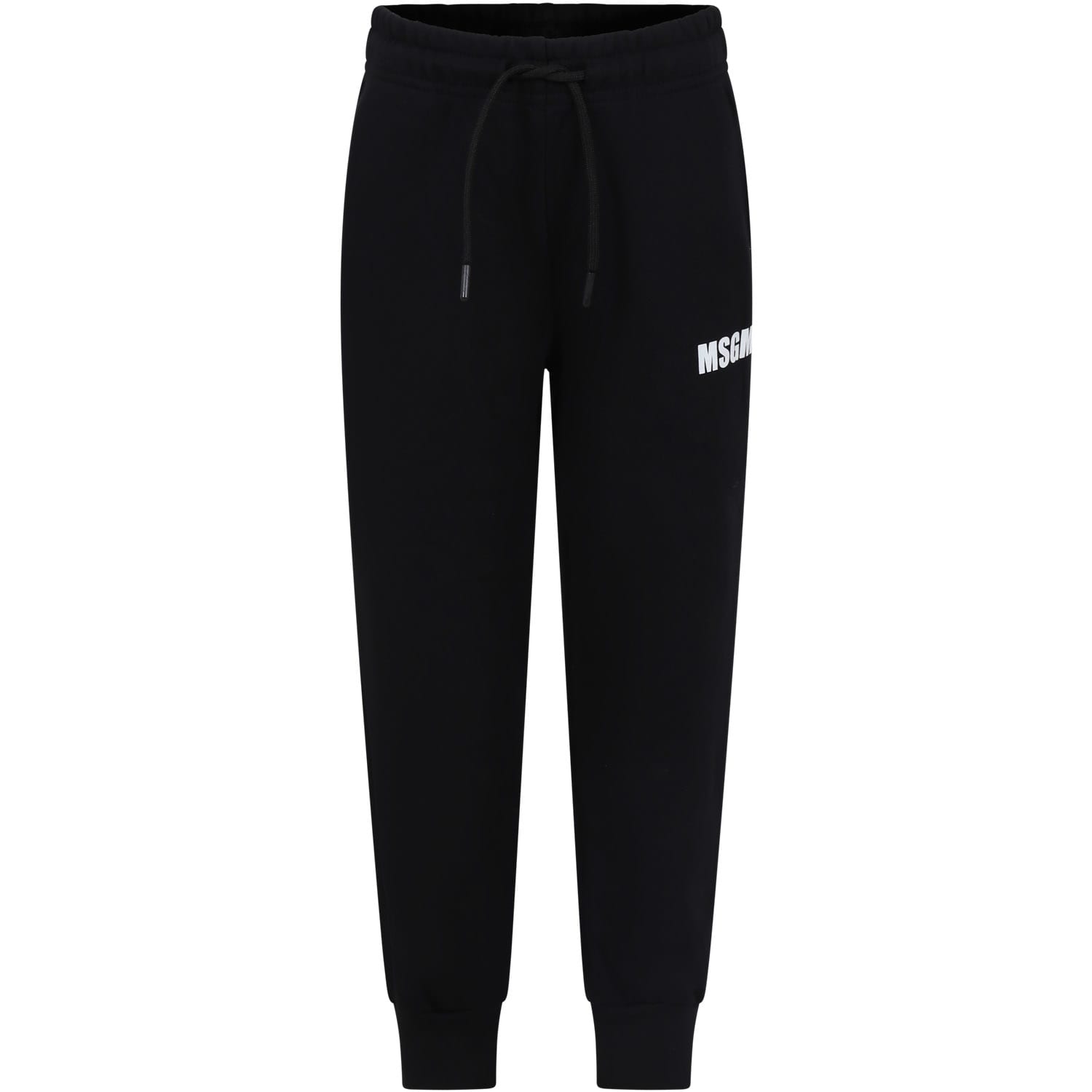 Msgm Black Trousers For Kids With Logo