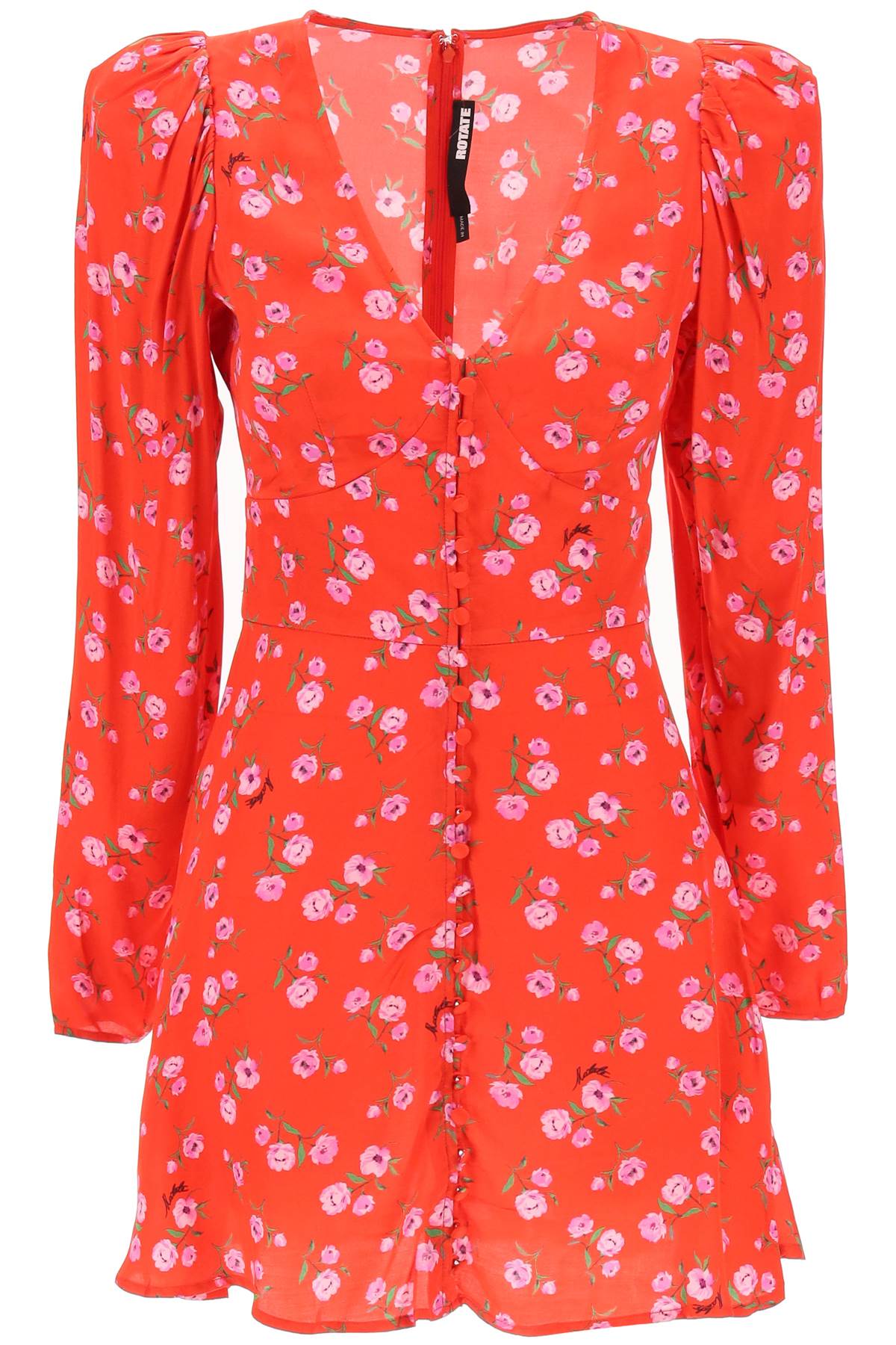 Shop Rotate Birger Christensen Floral Printed Satin Mini Dress In Wildeve Cluster High Risk Red Comb (red)