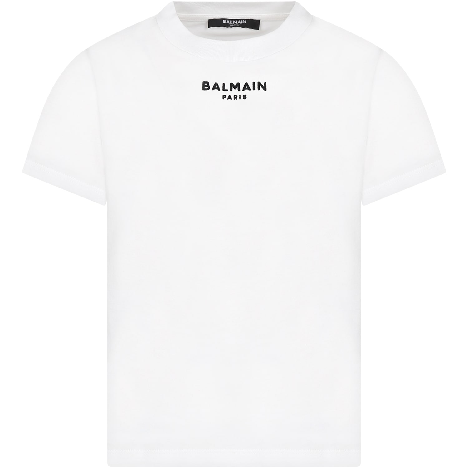Balmain White T-shirt With Iconic Black Logo For Kids | ModeSens