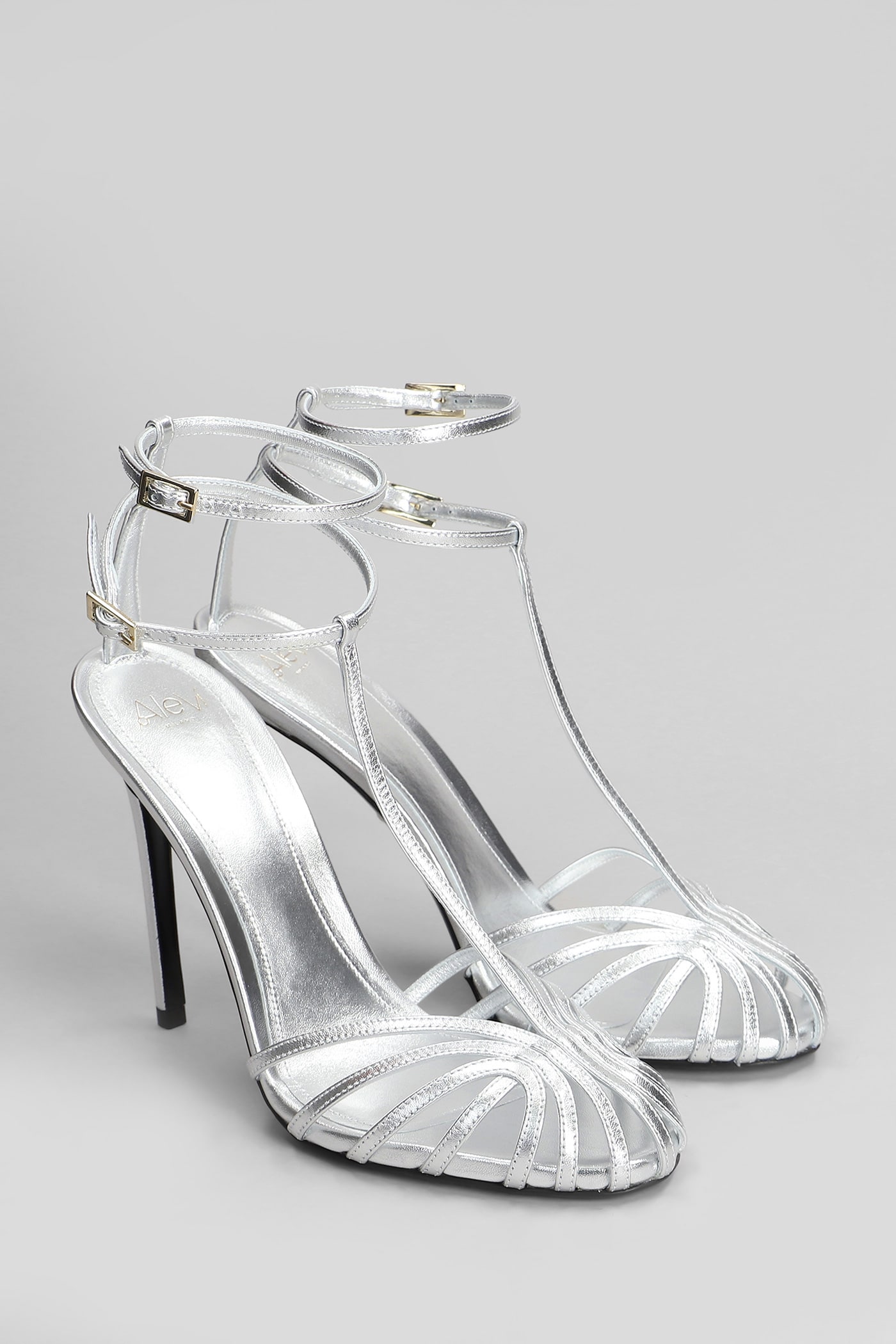 Alevì Stella 110 Sandals In Silver Leather In Silver
