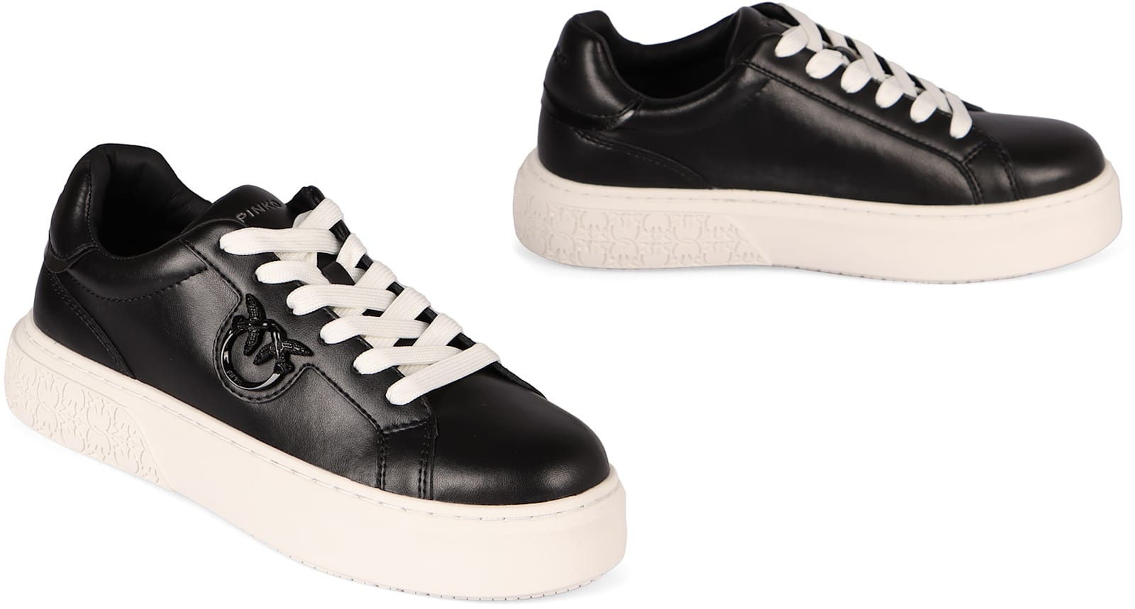 Pinko Monogram Detail Platform Sneakers With In Black