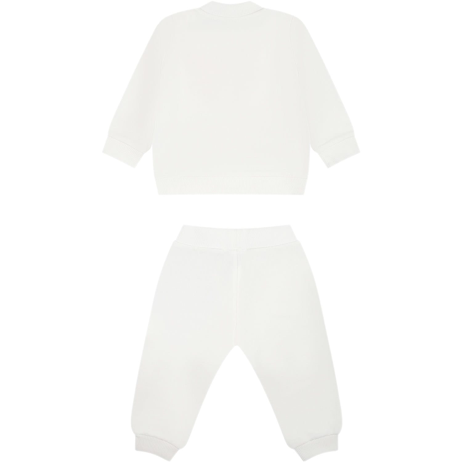 Shop Moschino White Set For Baby Girl With Teddy Bear And Logo