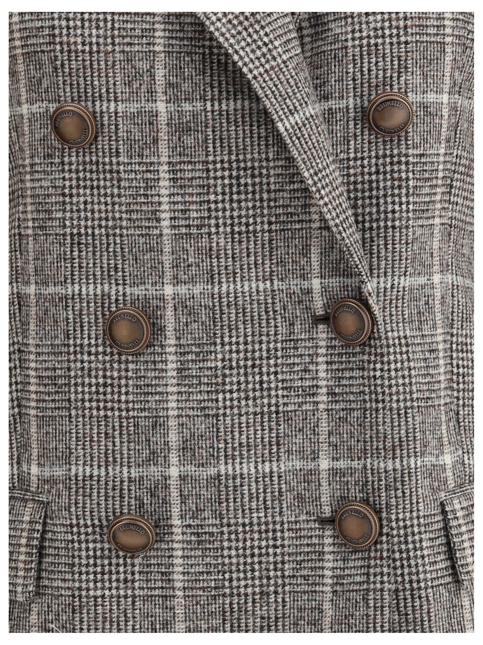 Brunello Cucinelli Alpaca And Wool Prince De Galles Blazer In Gray