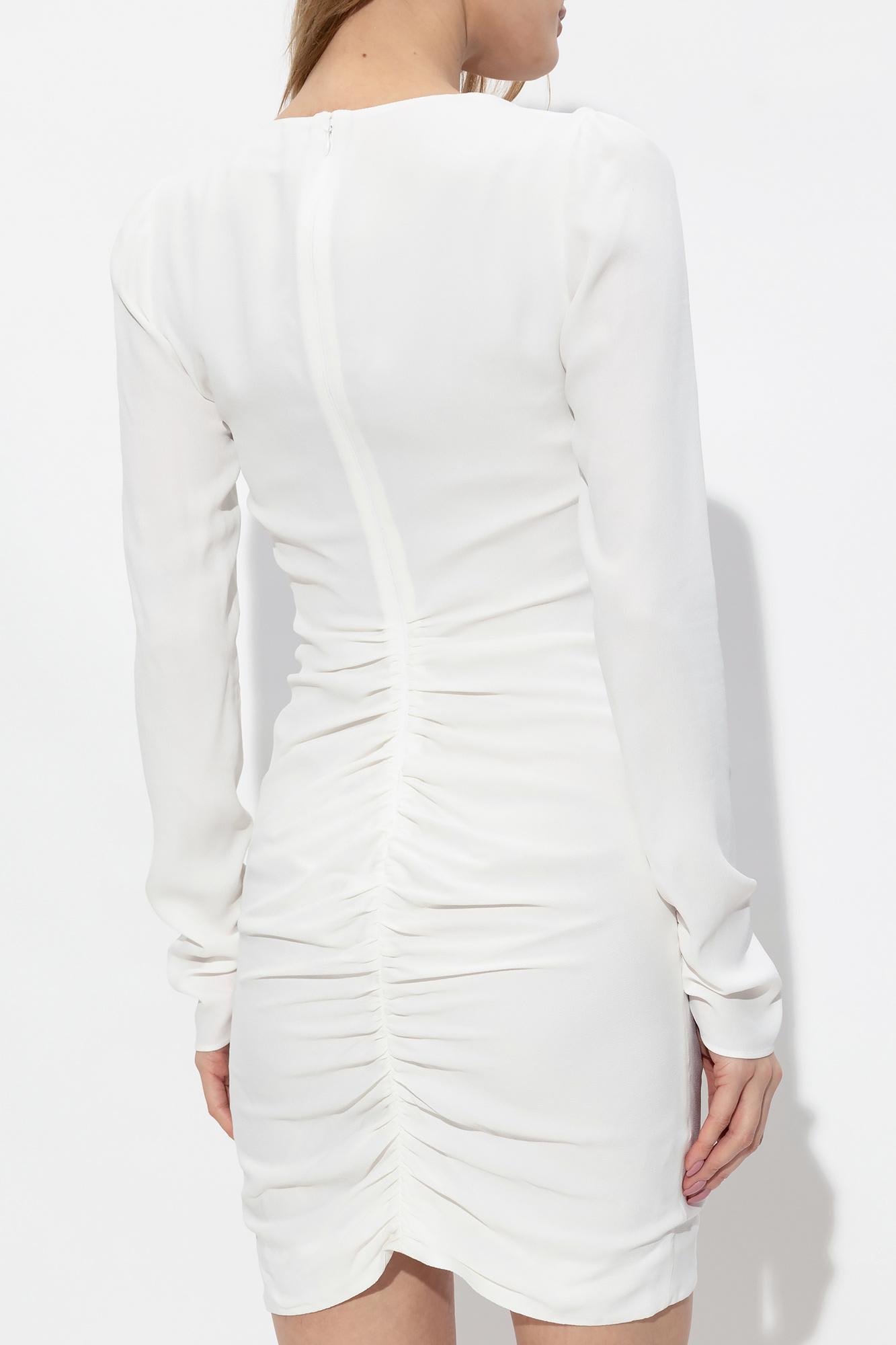 Shop Dsquared2 Ruched Dress In Bianco