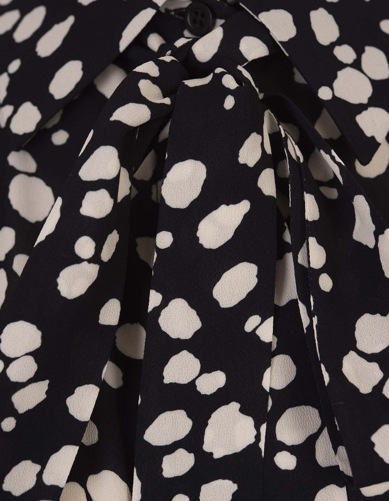 Shop Msgm Black Satin Shirt With  Polka Dot Print