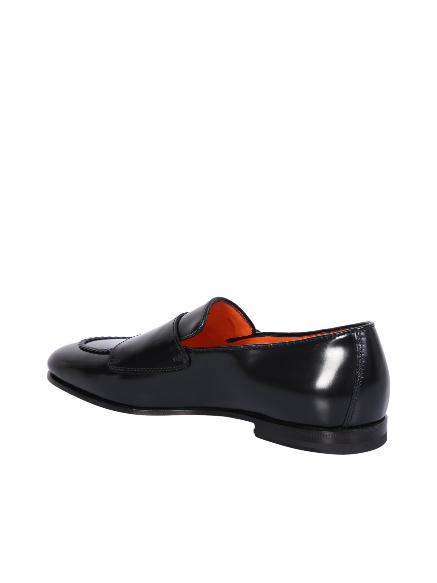 Shop Santoni Double Buckle Black Loafer