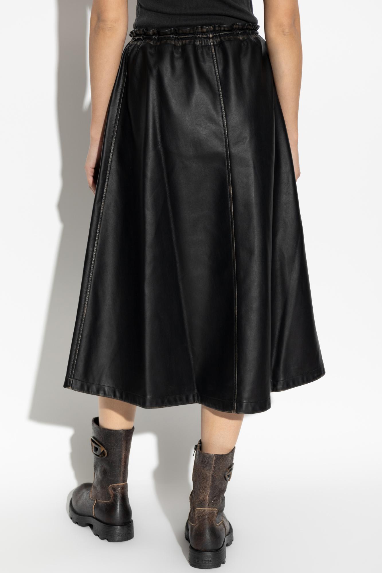 Diesel O-blivion Midi Skirt With Elastic Waist In Black