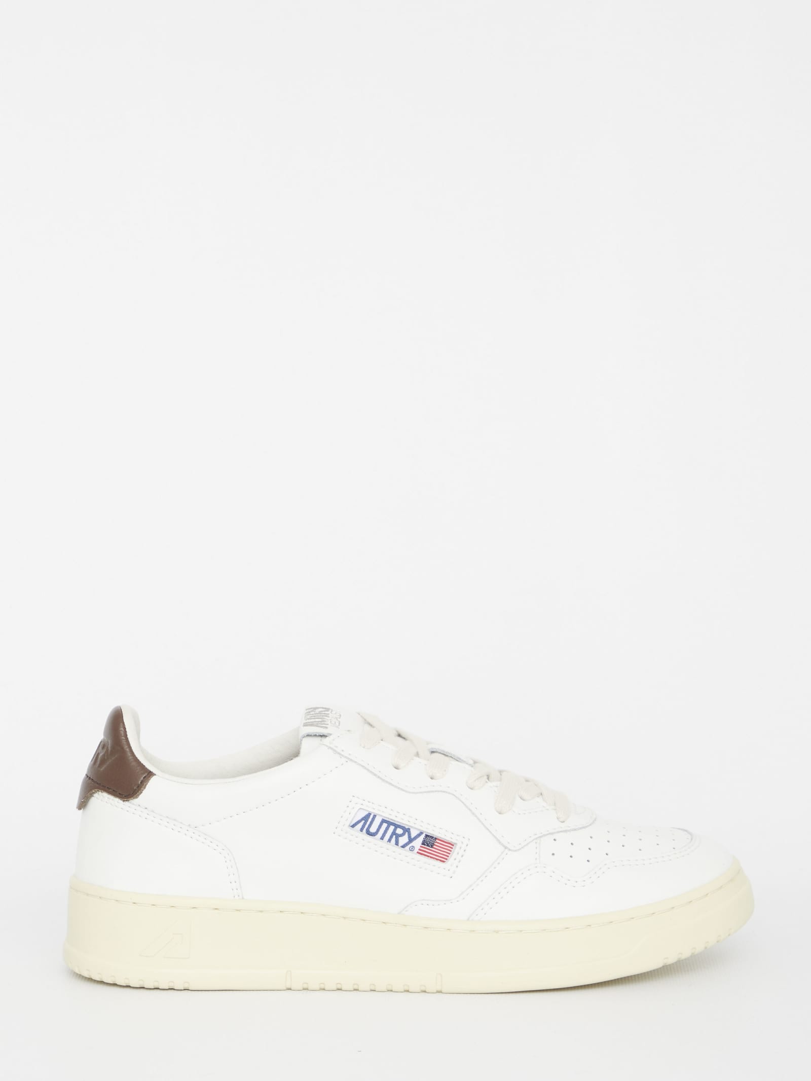 Shop Autry Medalist White And Brown Sneakers In Bianco