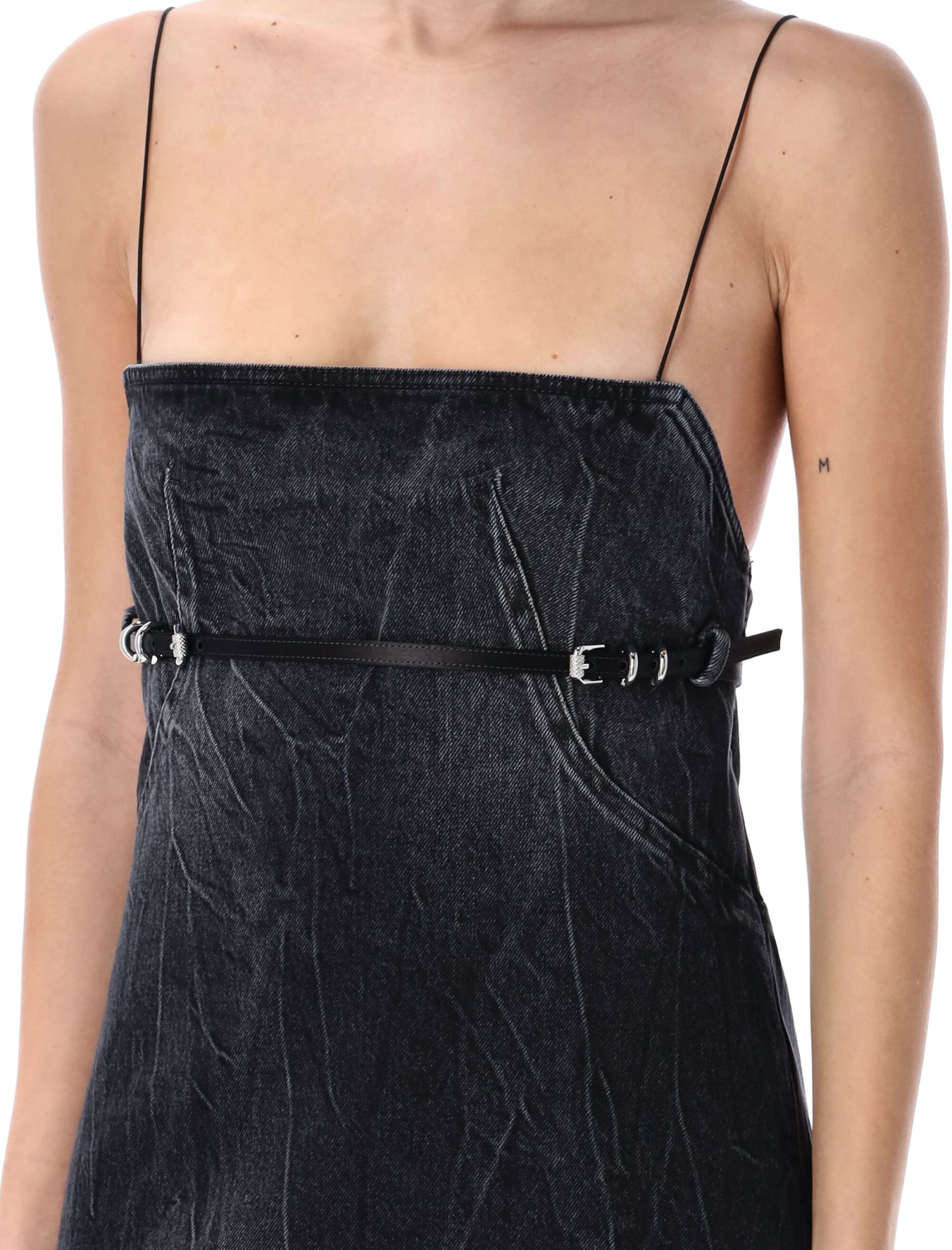 Shop Givenchy Voyou Straps Denim Mini Dress In Black