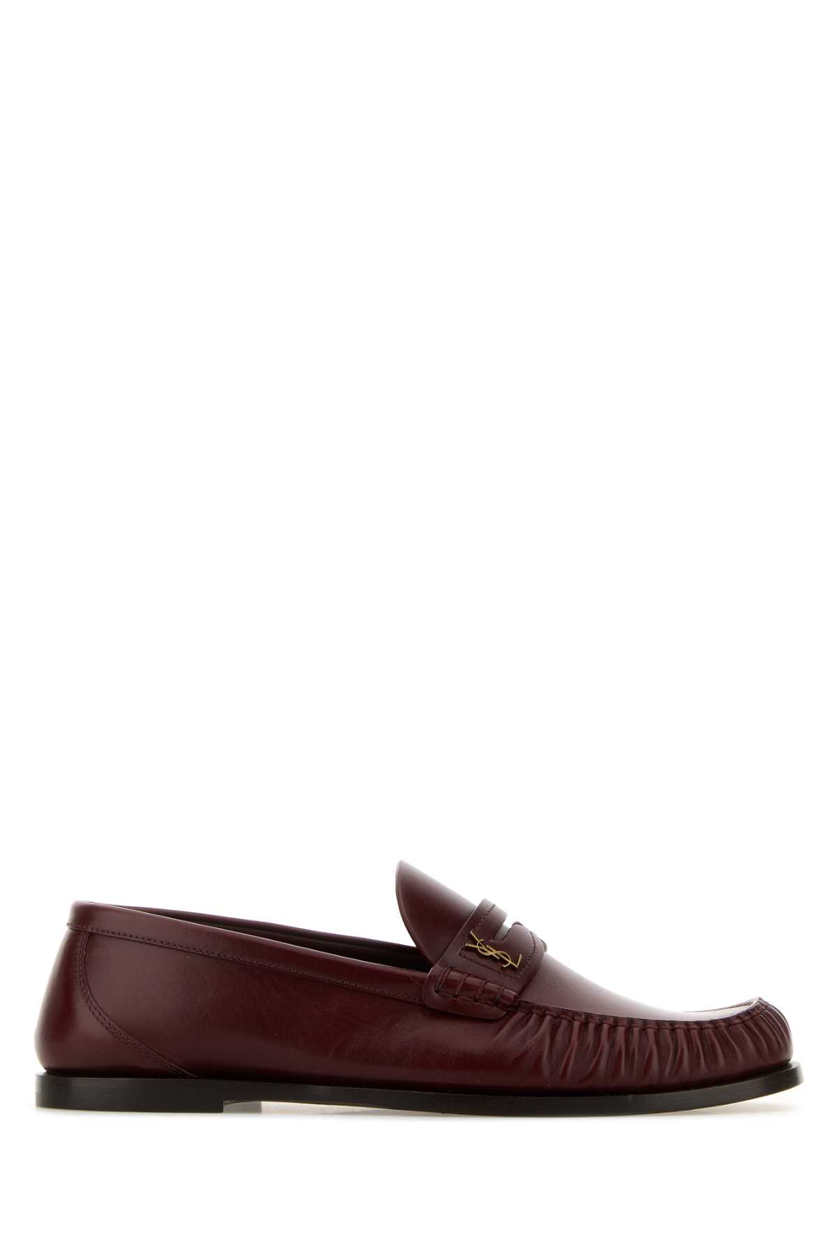 Saint Laurent Grape Leather Loafers In Brown