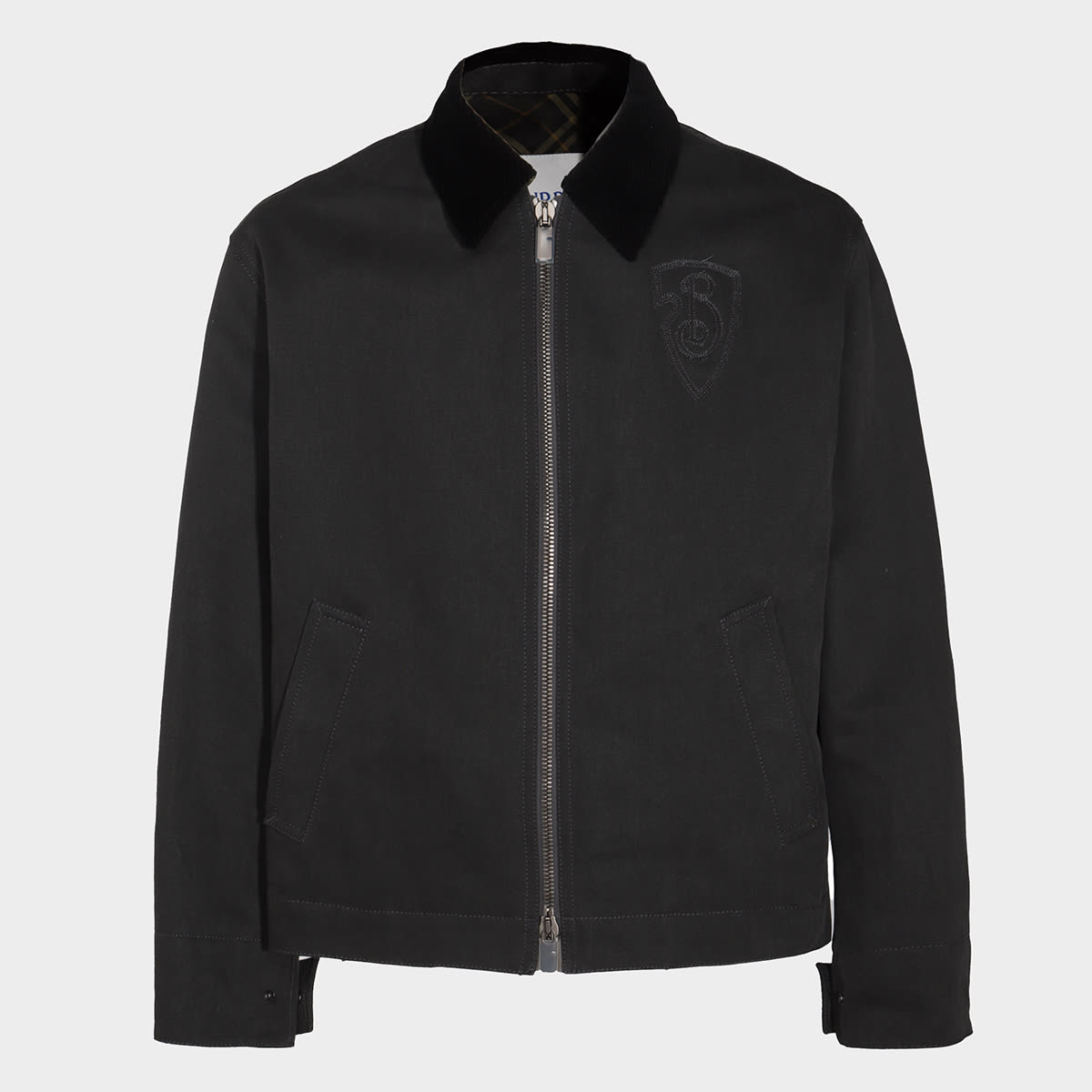 Shop Burberry Black Cotton Casual Jacket