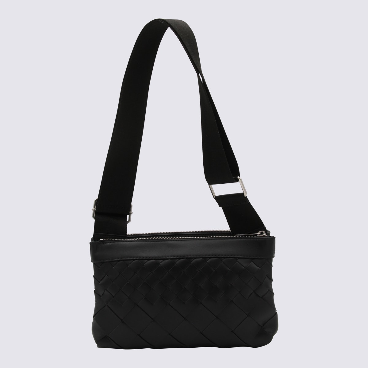 Shop Bottega Veneta Black Leather Messenger Bag