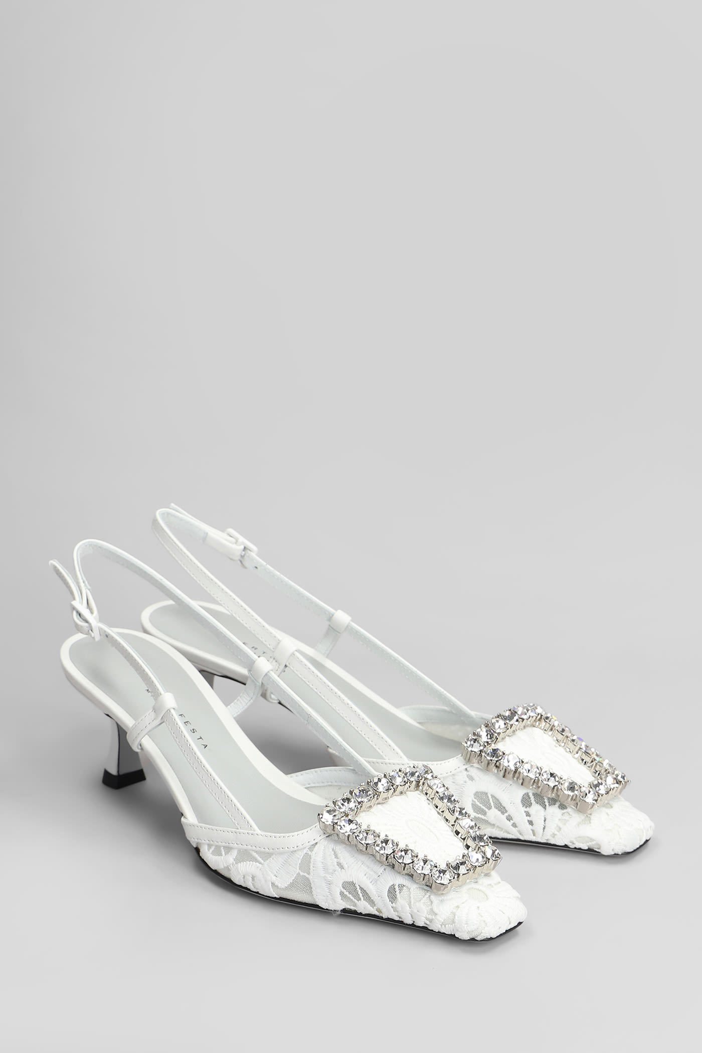 Roberto Festa Vittoria Pumps In White Leather And Fabric In White