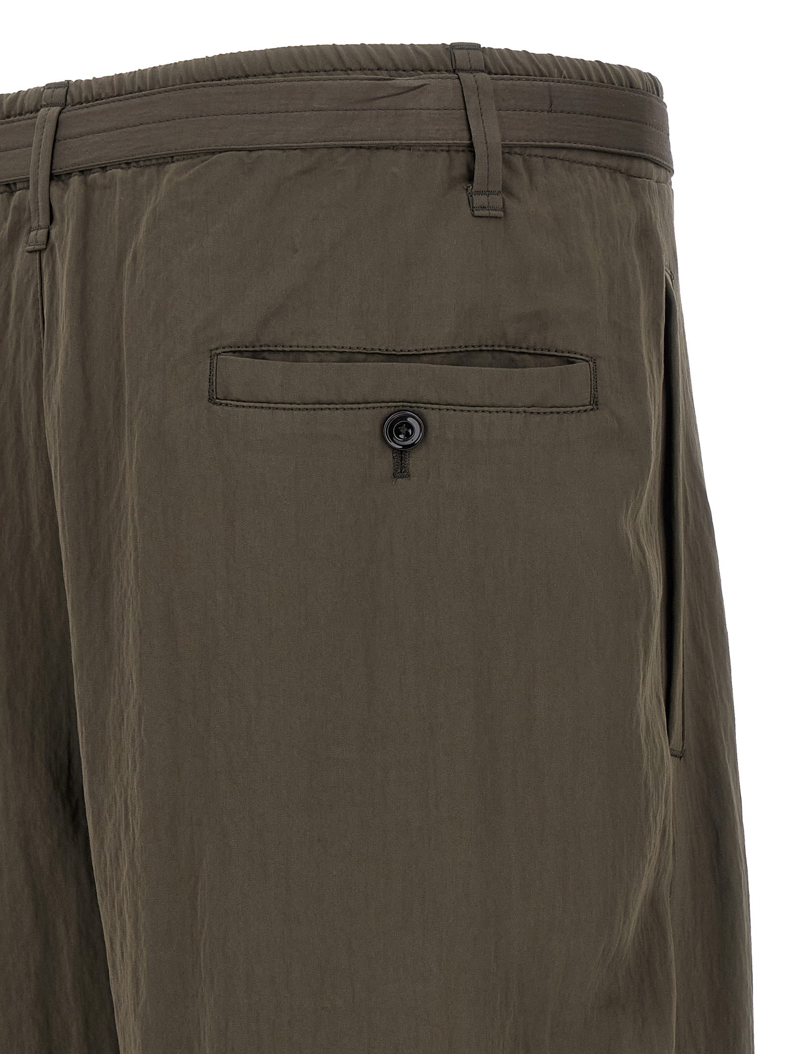 Lemaire Pleated Waistband Trousers With Practical Pockets In Brown