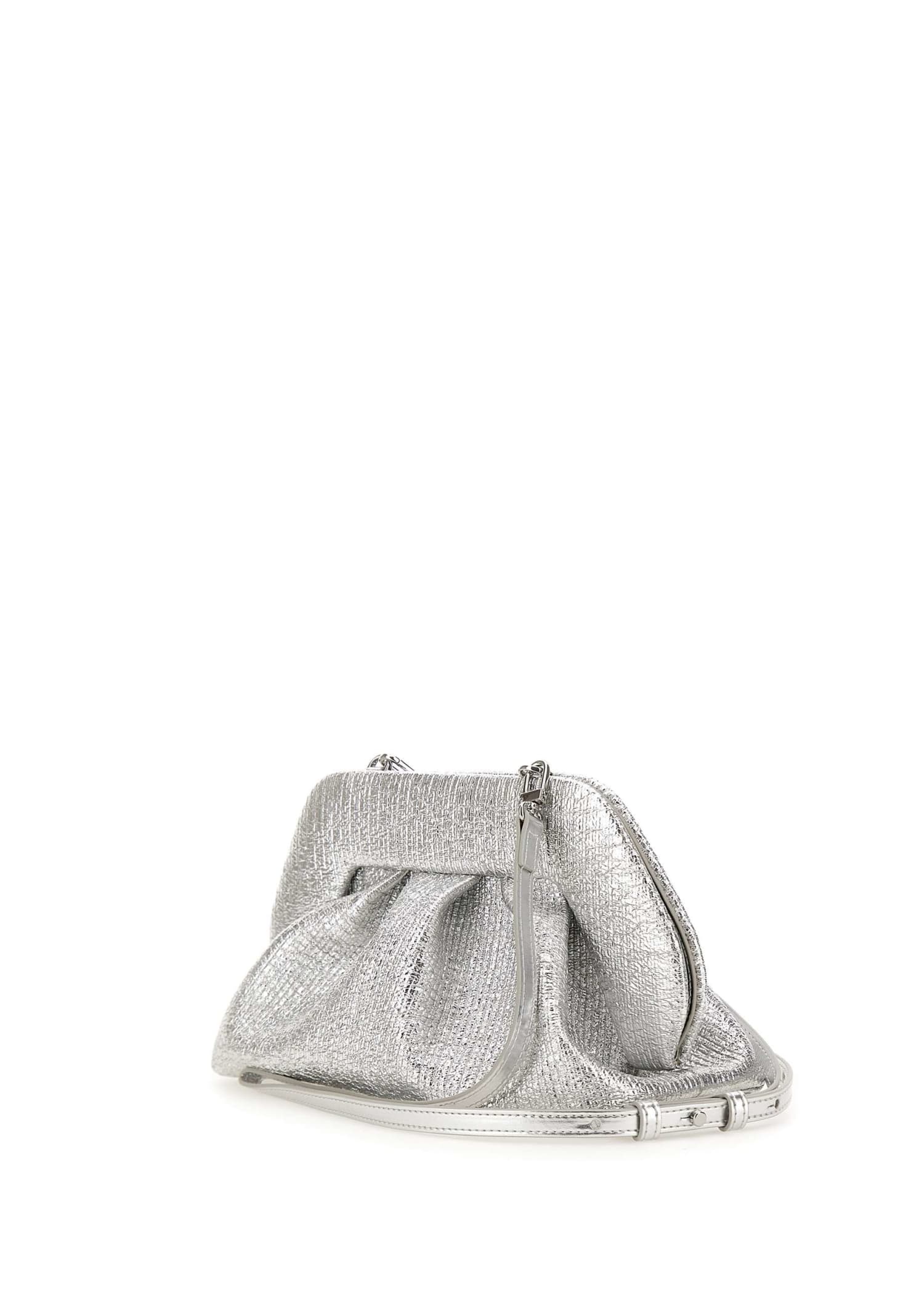 Shop Themoirè Tia Crumpled Leather Vegan Clutch Bag In Grey