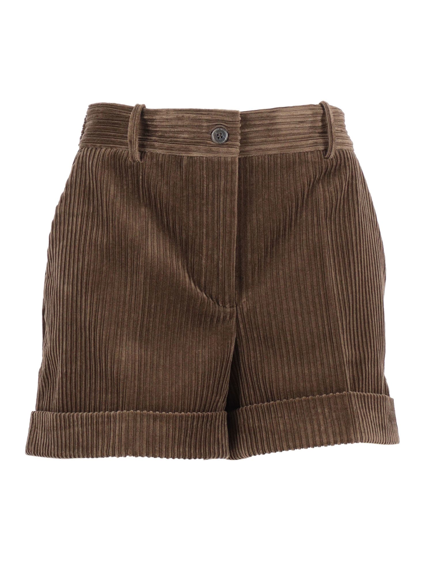 P.a.r.o.s.h Parosh Corduroy Shorts In Brown