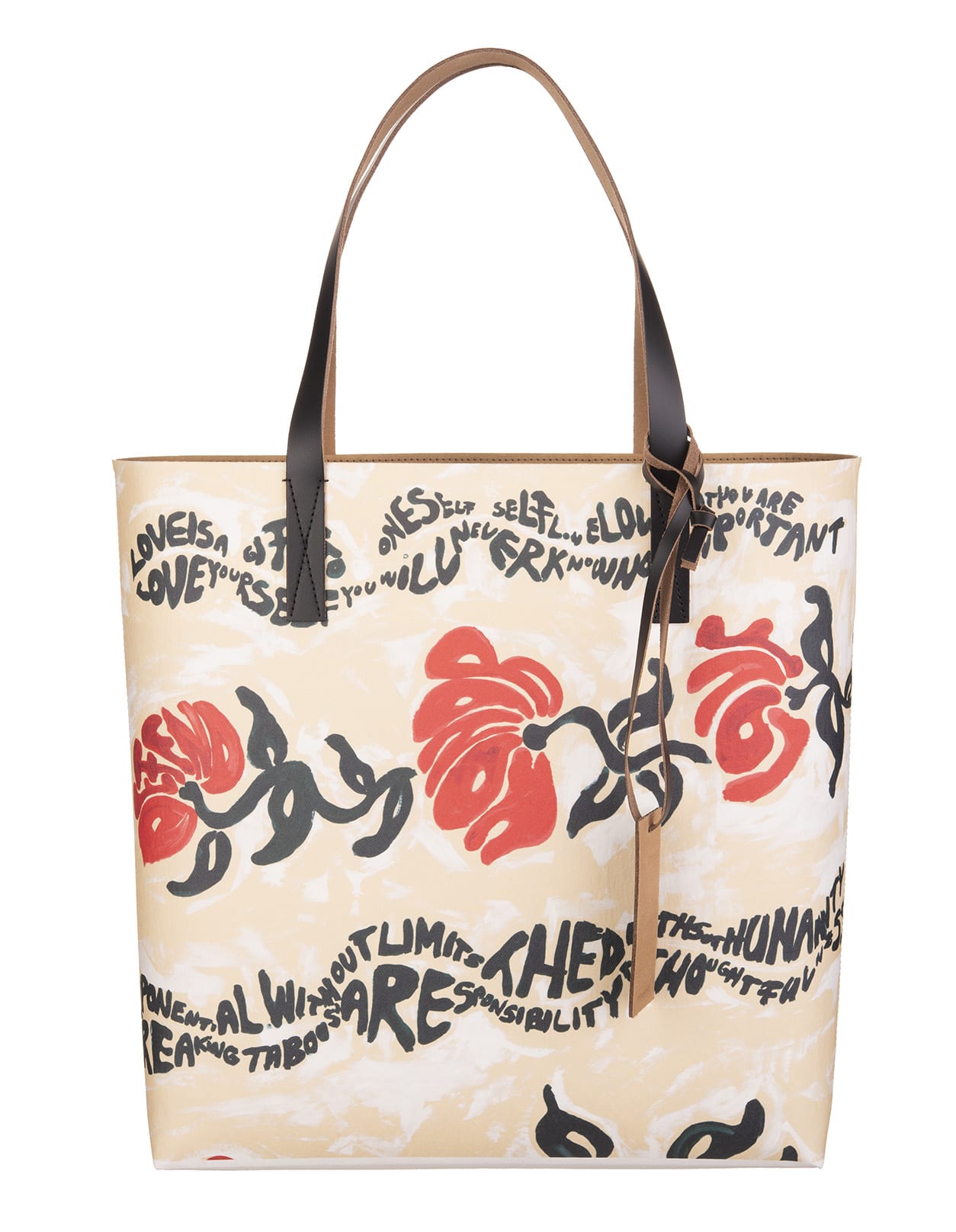 Marni White Floral Print Shopper Bag