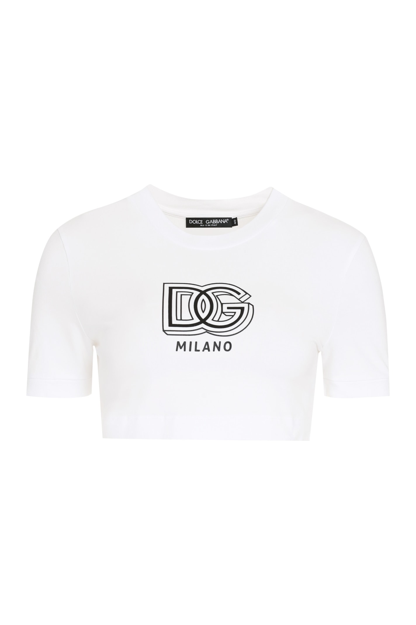 Shop Dolce & Gabbana Crop-top With Logo In White