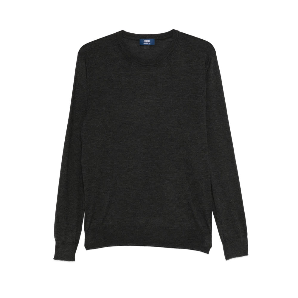 Fedeli Round-neck Long-sleeve T-shirt In Gray