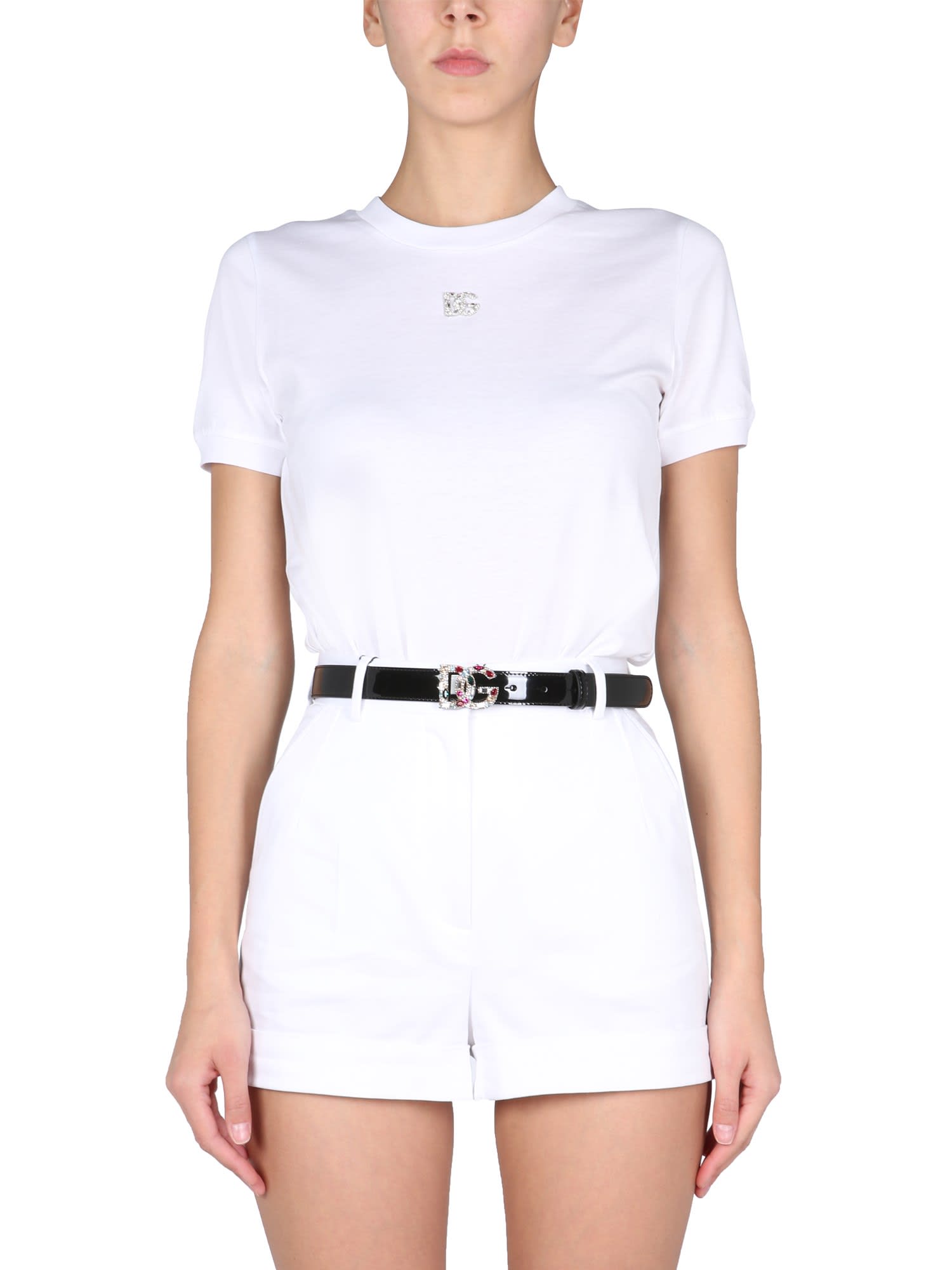 Dolce & Gabbana Logo-plaque Short-sleeve T-shirt In White