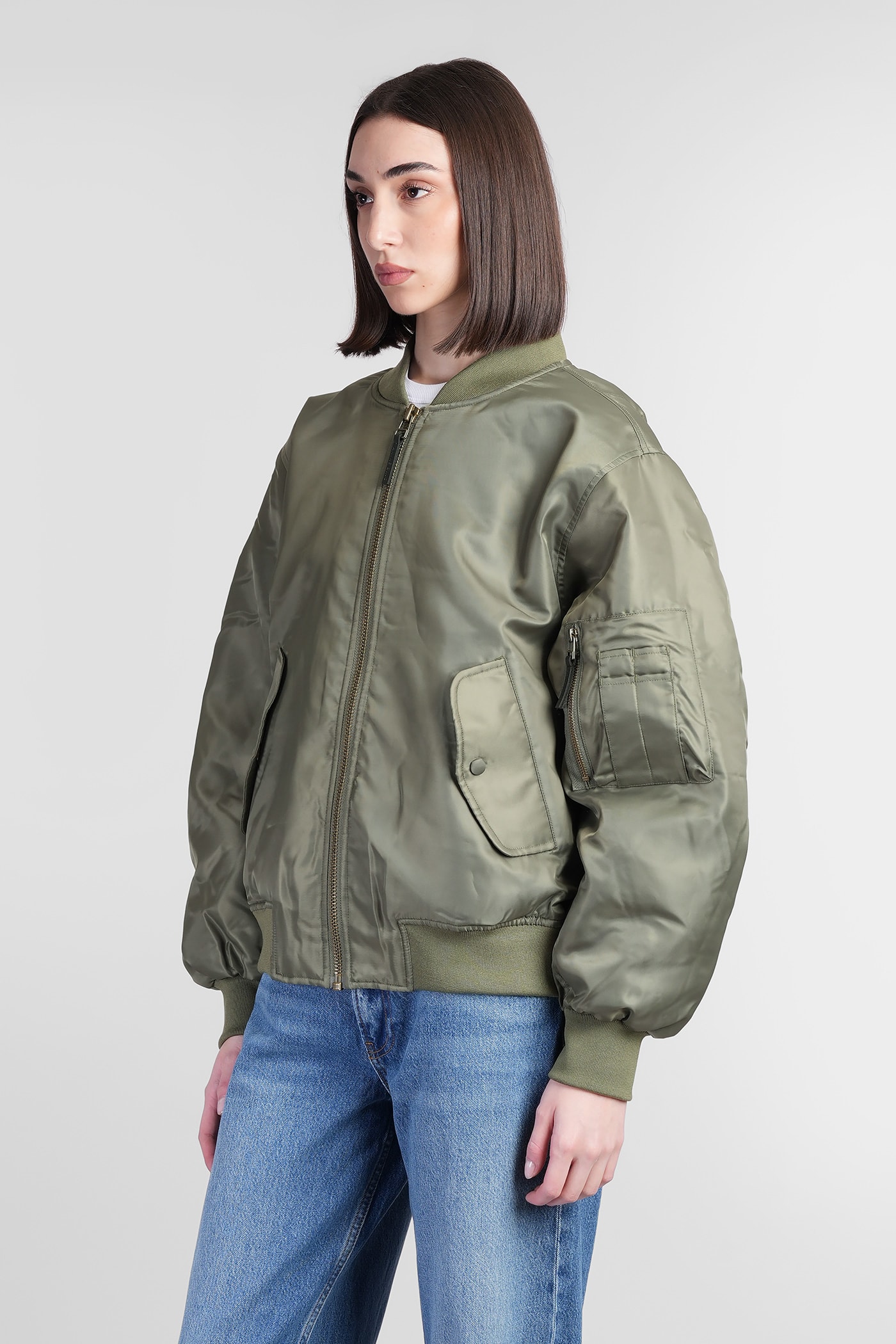 Anine Bing Leon Bomber In Green Polyester In Green