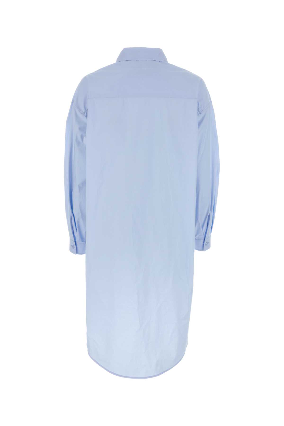 Mm6 Maison Margiela Light Blue Poplin Shirt Dress In Lightblue