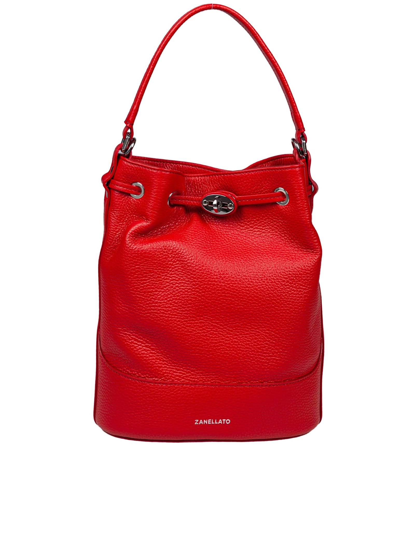 Zanellato Monda Daily Day S Leather Bucket Bag Red Color