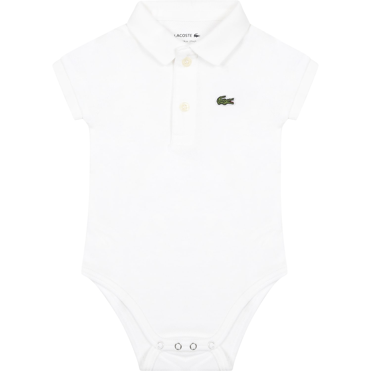 LACOSTE WHITE BODYSUIT FOR BABY BOY WITH CROCODILE