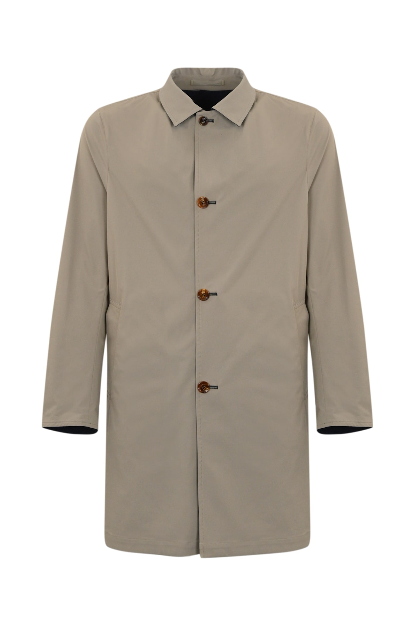 Kired Peak Cashmere Coat In Blu/beige