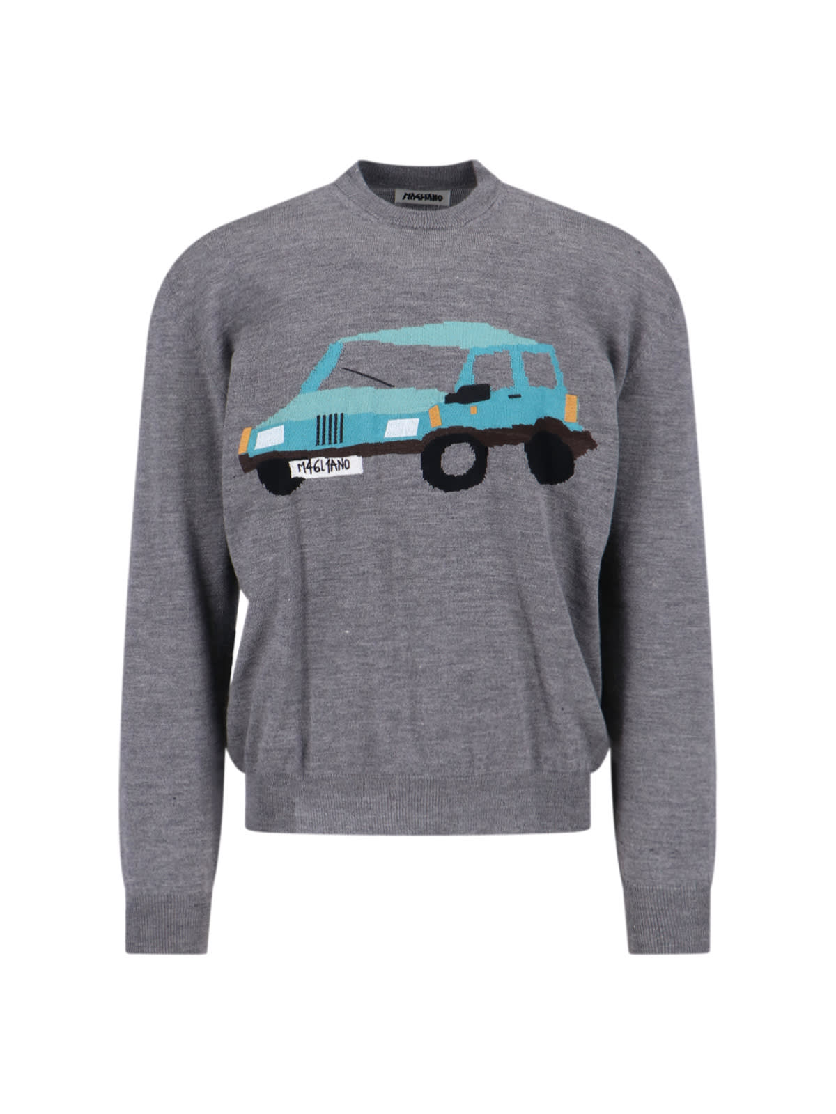 Magliano Graphic Design Crew Neck Long Sleeve Sweater In Gray