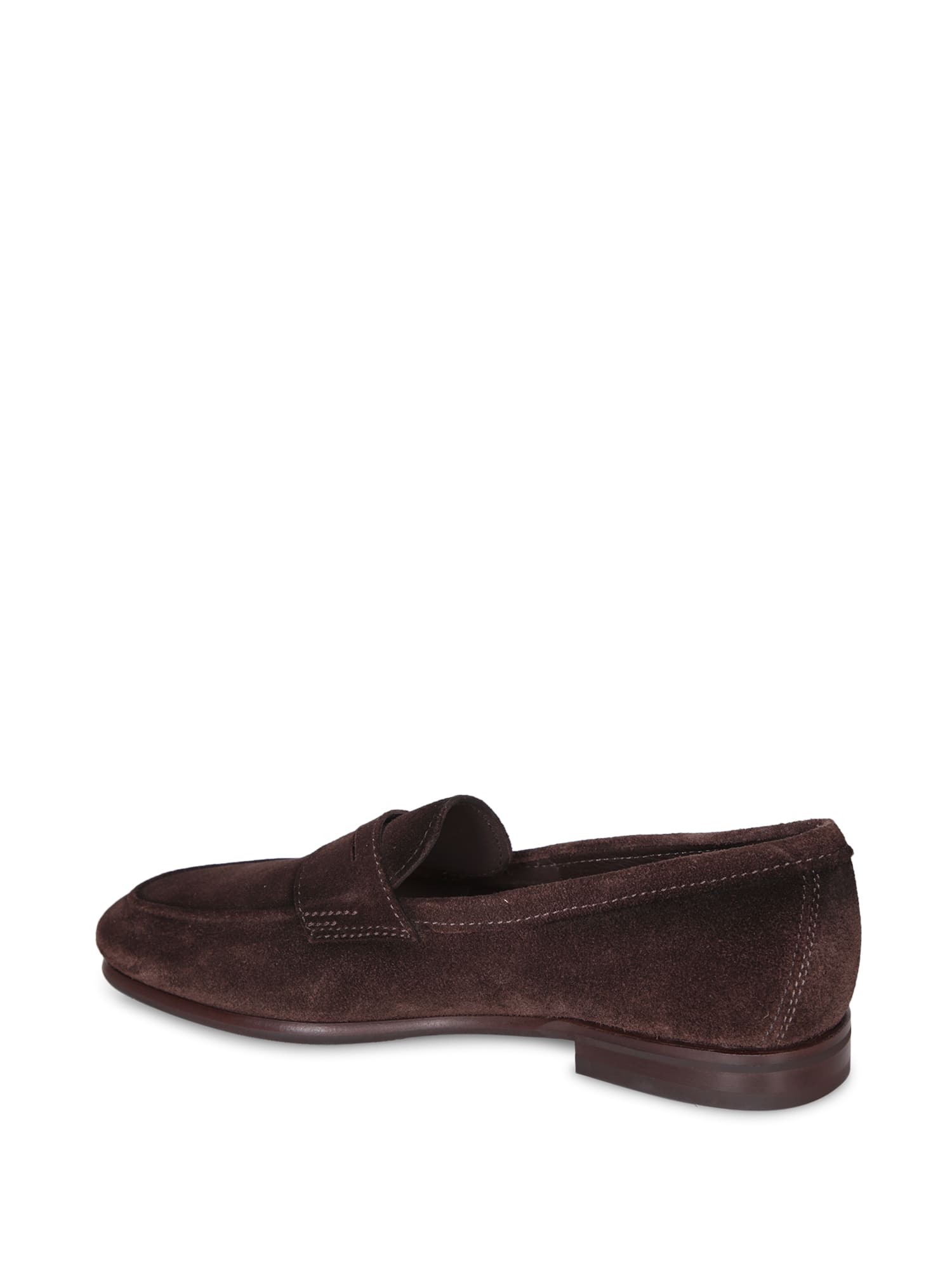 Shop Santoni Carlo Suede Brown Loafers