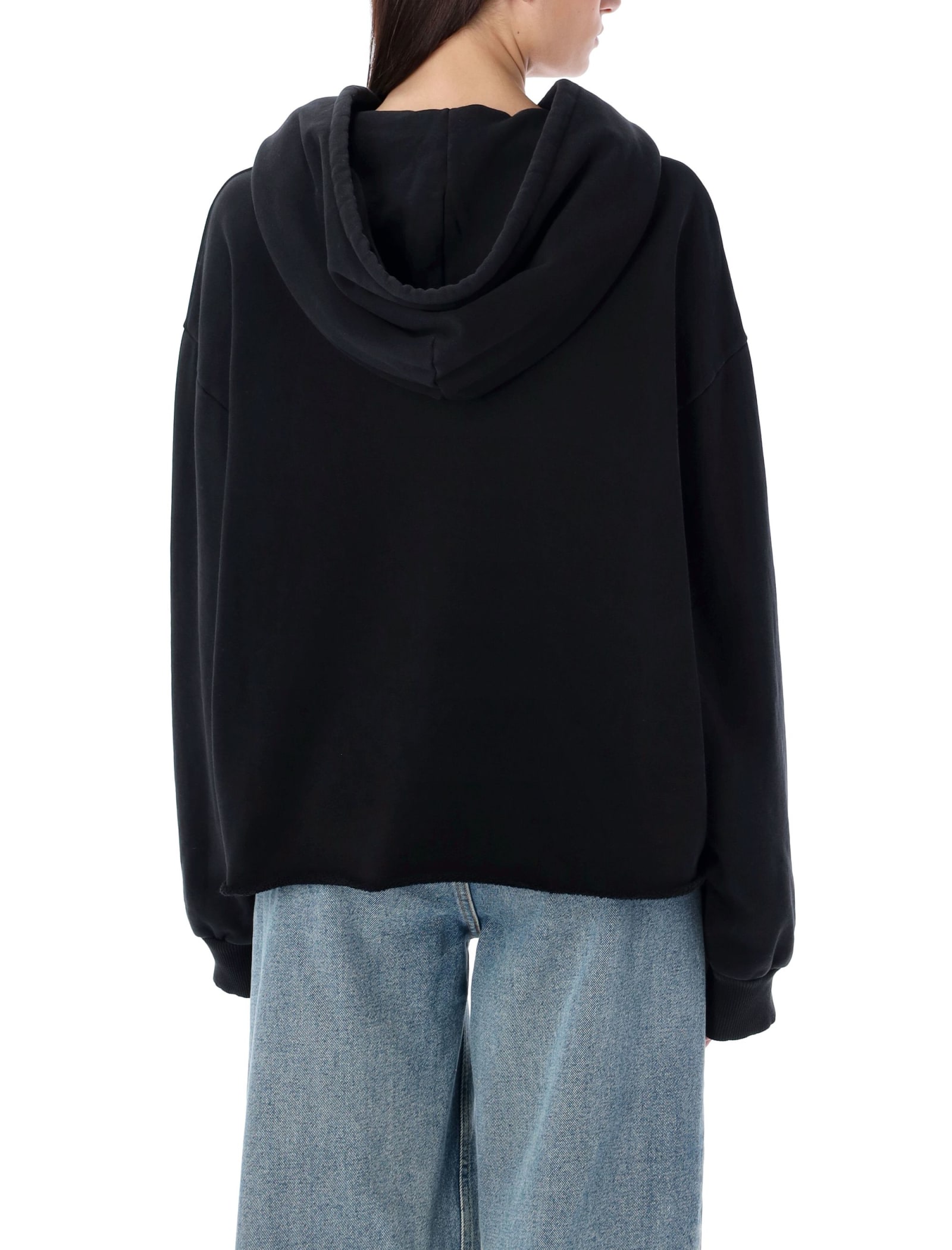 Shop Mm6 Maison Margiela Tag Front Hoodie In Black