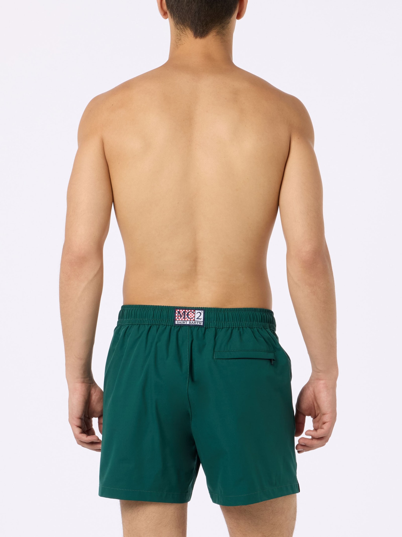 Mc2 Saint Barth Man Short-length British Green Swim Shorts Master In Green