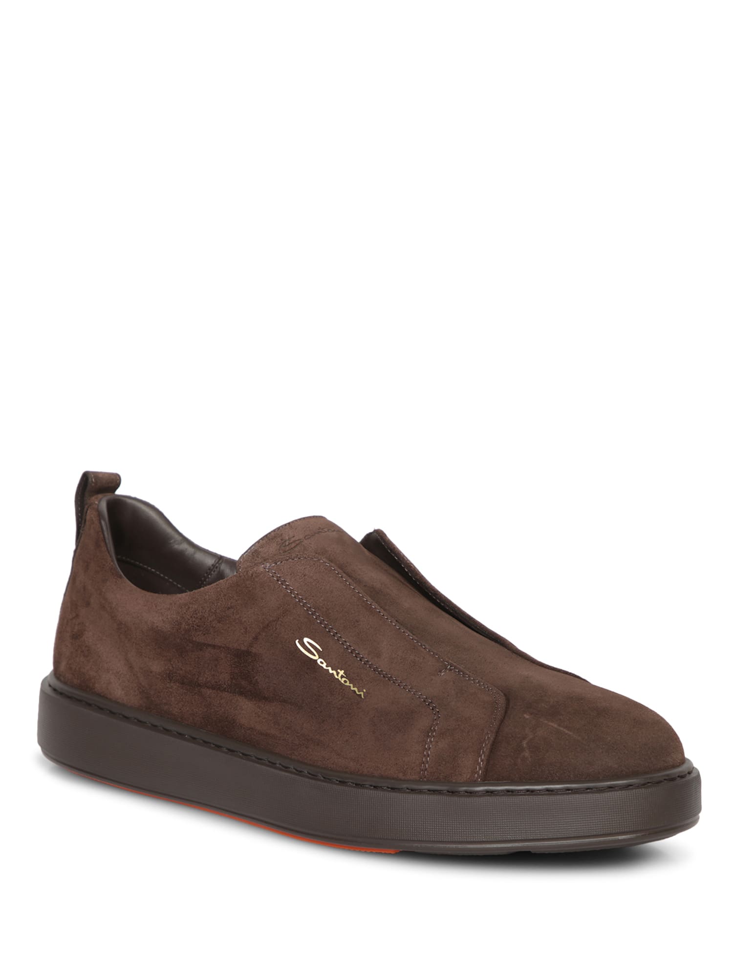 Shop Santoni Victory Suede Tdm Sneakers In Brown