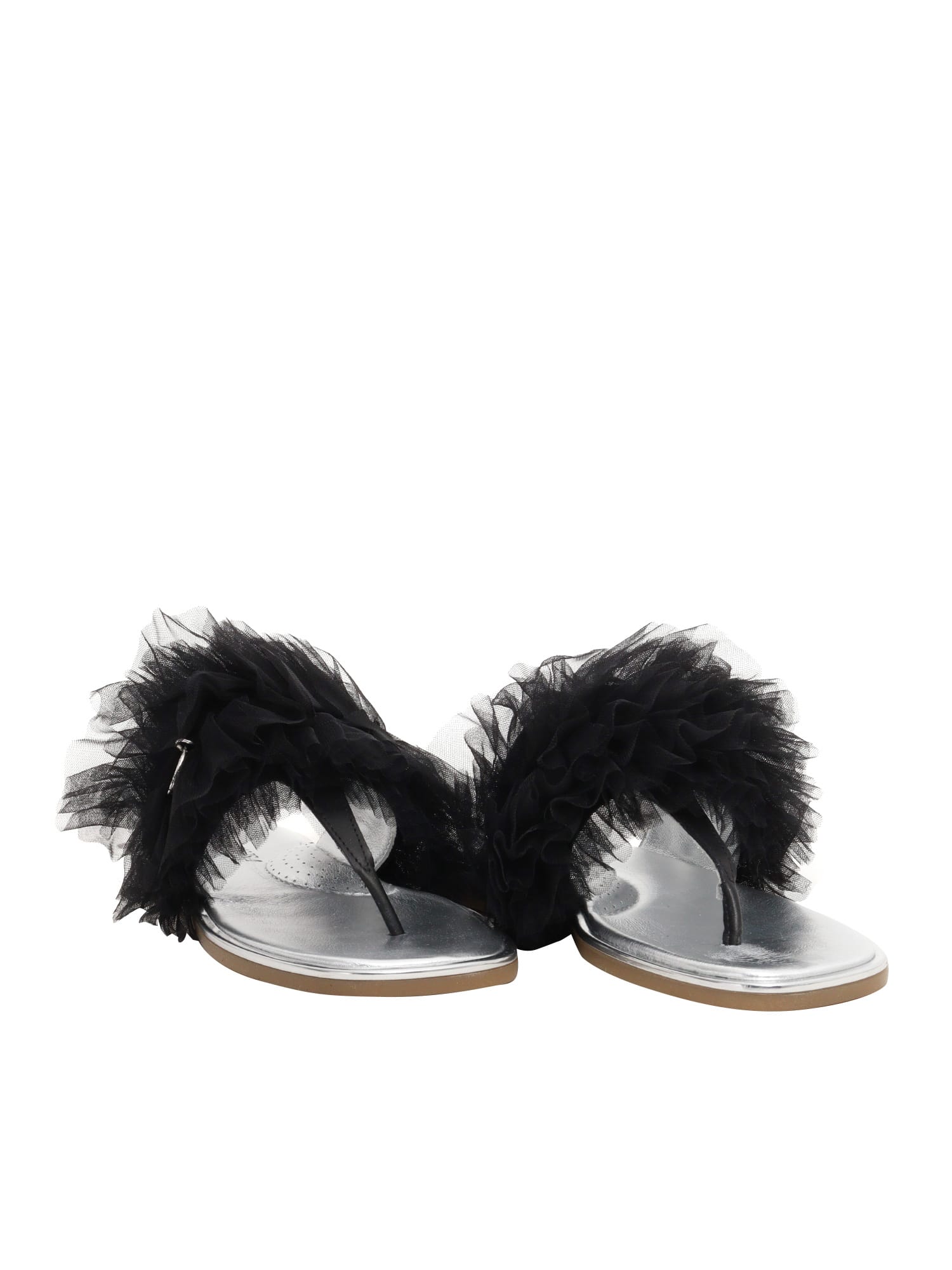 Monnalisa Thong Sandals In Black